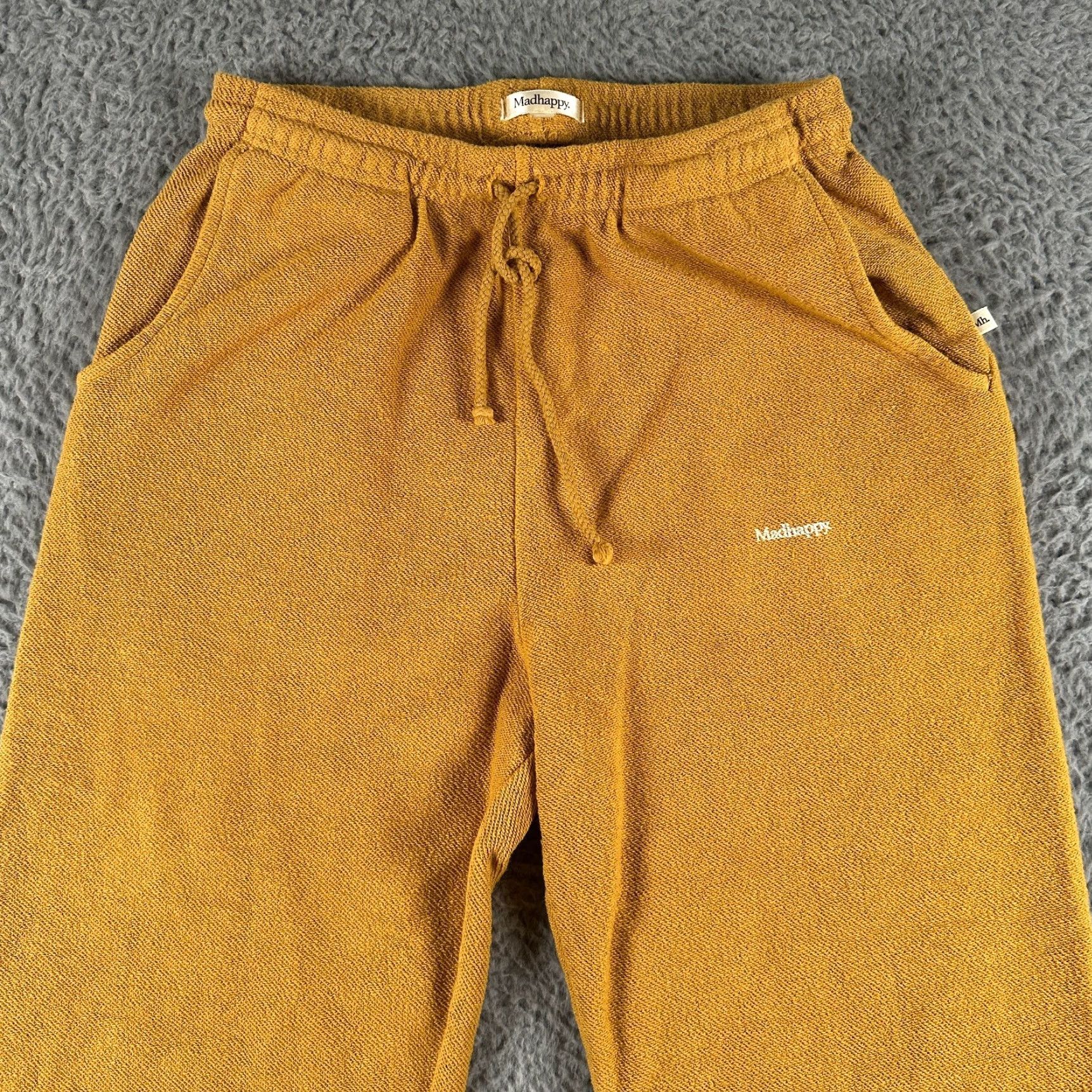 Madhappy Madhappy Sweatpants Womens Small Yellow Textured Knit Joggers Drawstring Size 28" / US 6 / IT 42 - 2 Thumbnail