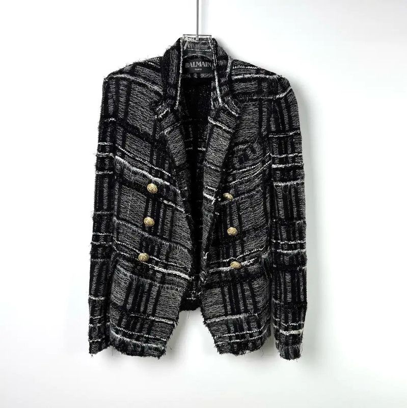 Balmain Balmain Women's Gray Wool Blazer 0089 Size XS / US 0-2 / IT 36-38 - 1 Thumbnail