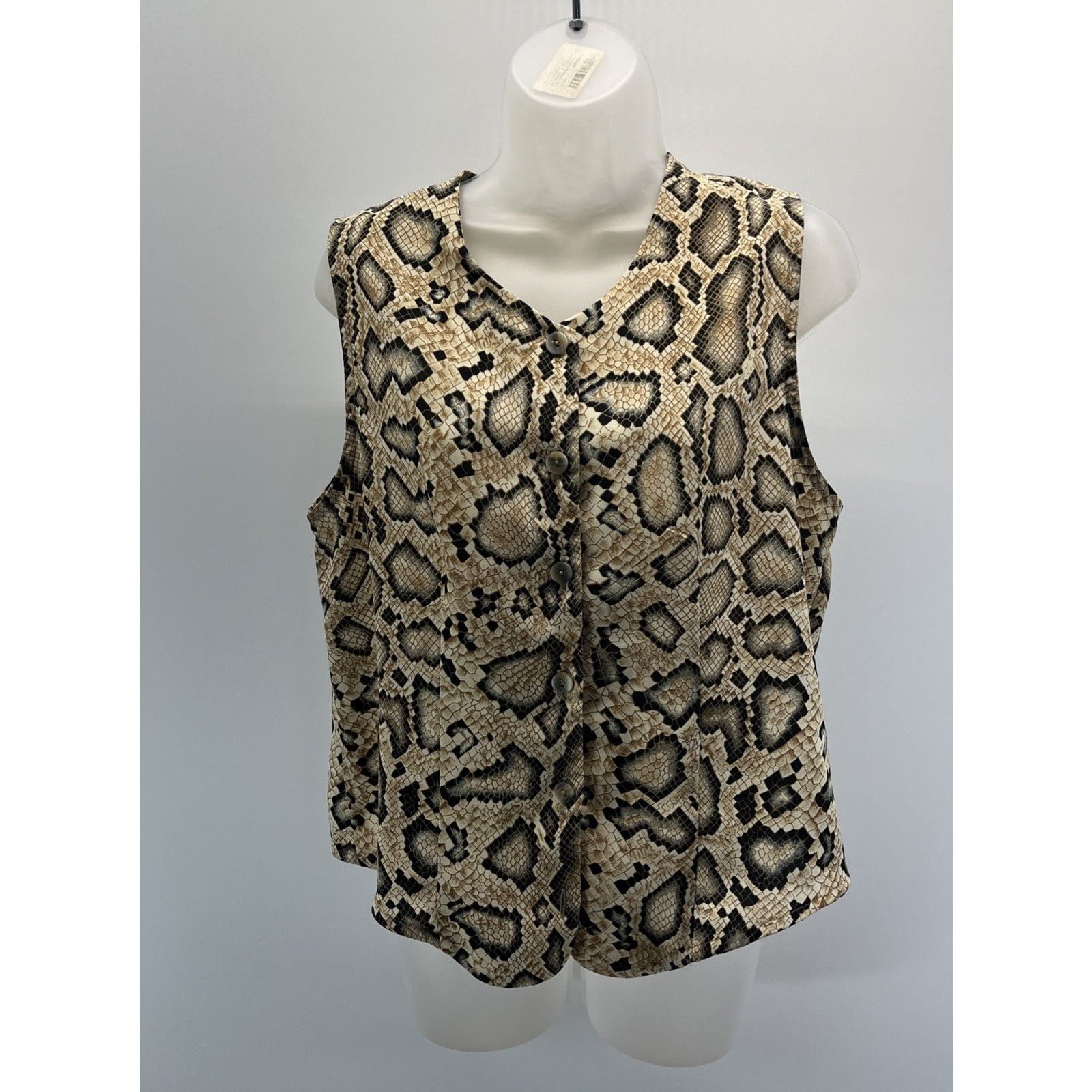 Other Vtg Bora Bora Top Woman M Leopard Print Sleeveless Button Up Size M / US 6-8 / IT 42-44 - 1 Thumbnail