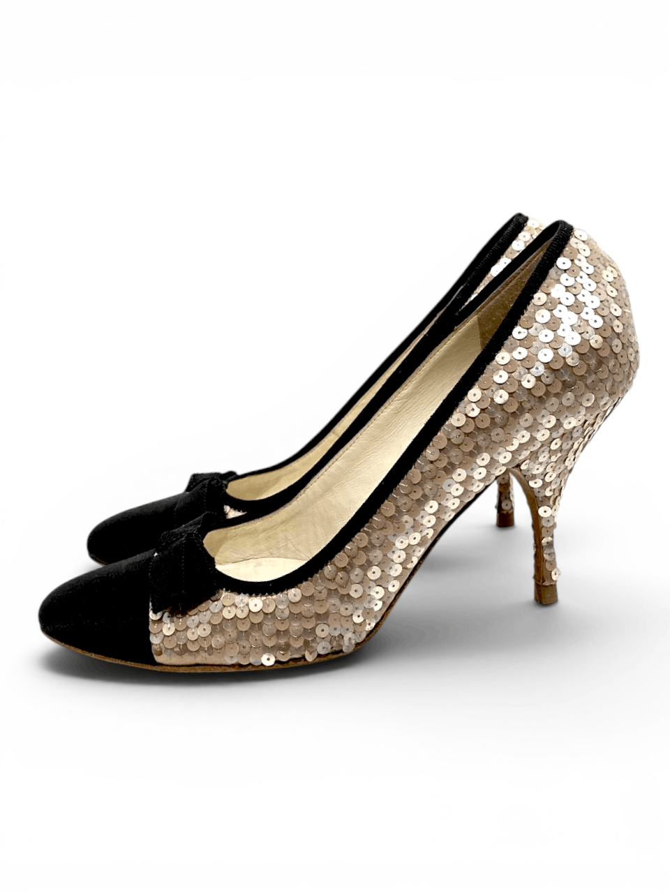 Prada rada Sequin Embellished Bow Classic Mid Heels Pumps Size US 7.5 / IT 37.5 - 3 Thumbnail