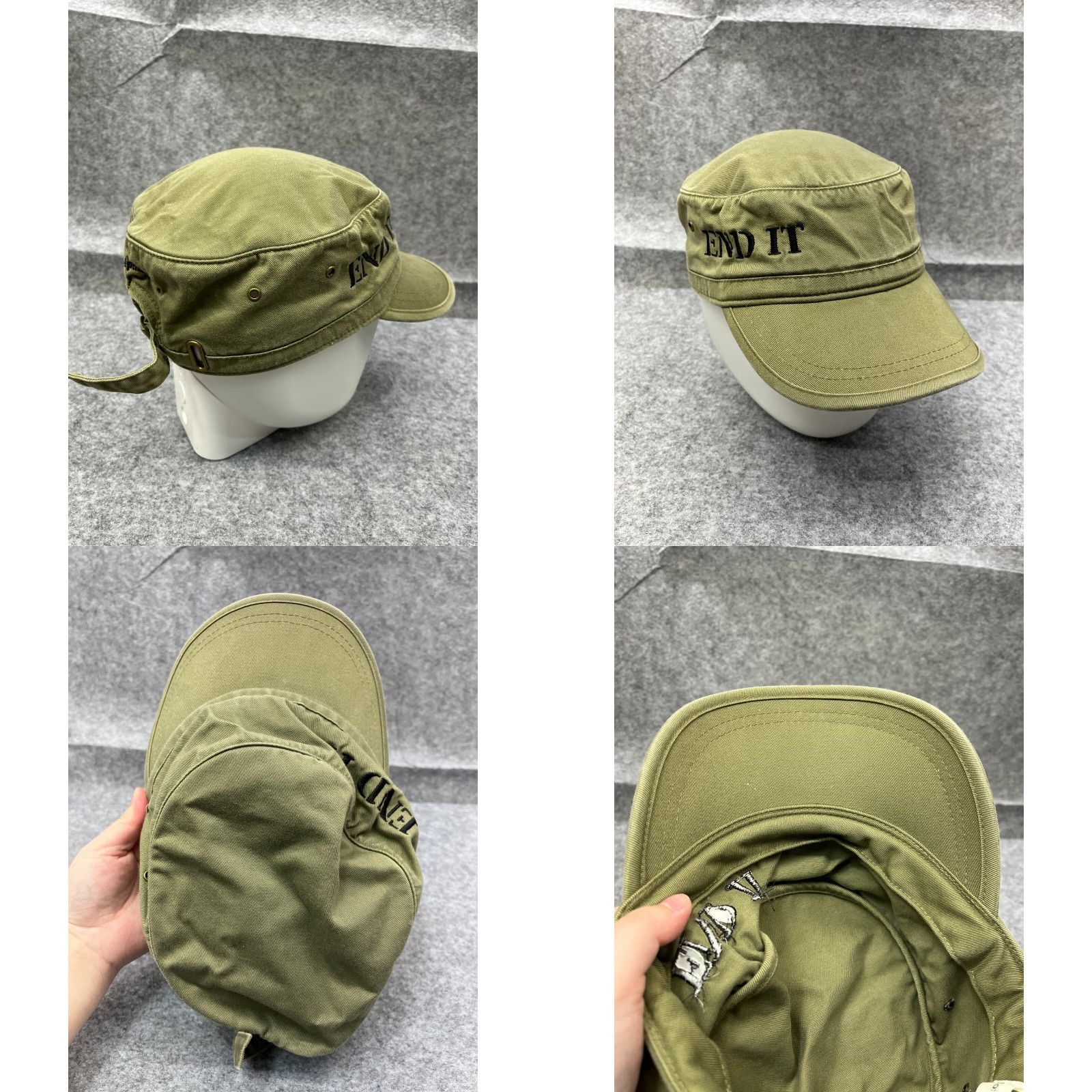 Vintage Econscious Army Cap Hat Adjustable Unisex One Size Green Cotton Casual Size ONE SIZE - 8 Thumbnail