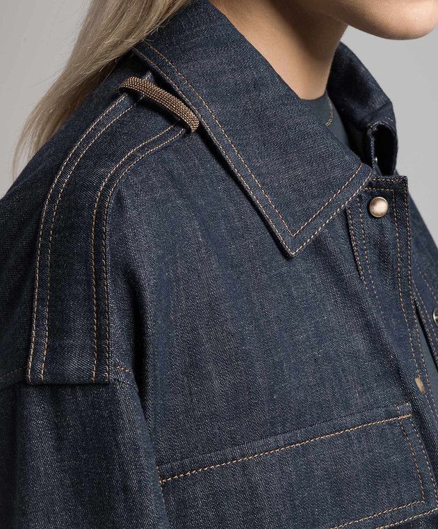 Brunello Cucinelli o1w1db10825 Denim Shirt in Dark Blue Size M / US 6-8 / IT 42-44 - 4 Thumbnail