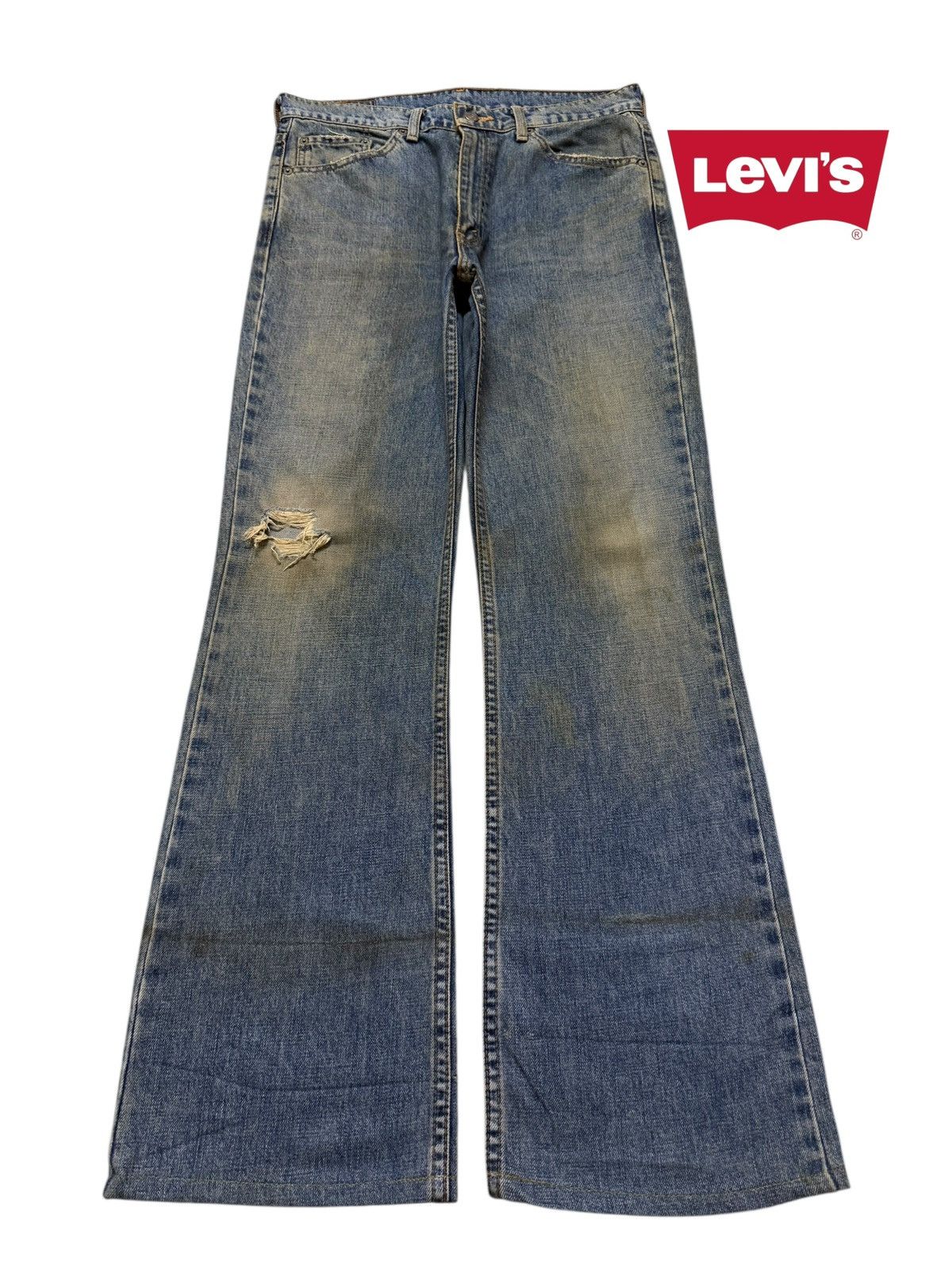 Vintage Japan 80s Levis 517 Mud Wash Distress Wide Leg Flare