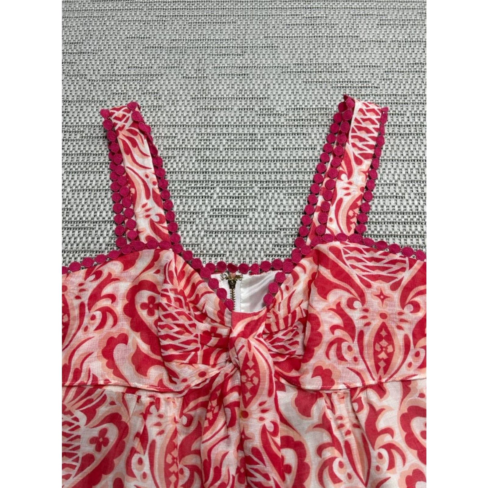 Vintage kate spade new york Blouse Top Womens 4 Pink Linen Silk Pineapple Print Sleeveless V-Neck Zip Casual Lightweight Easy Care Size S / US 4 / IT 40 - 3 Thumbnail