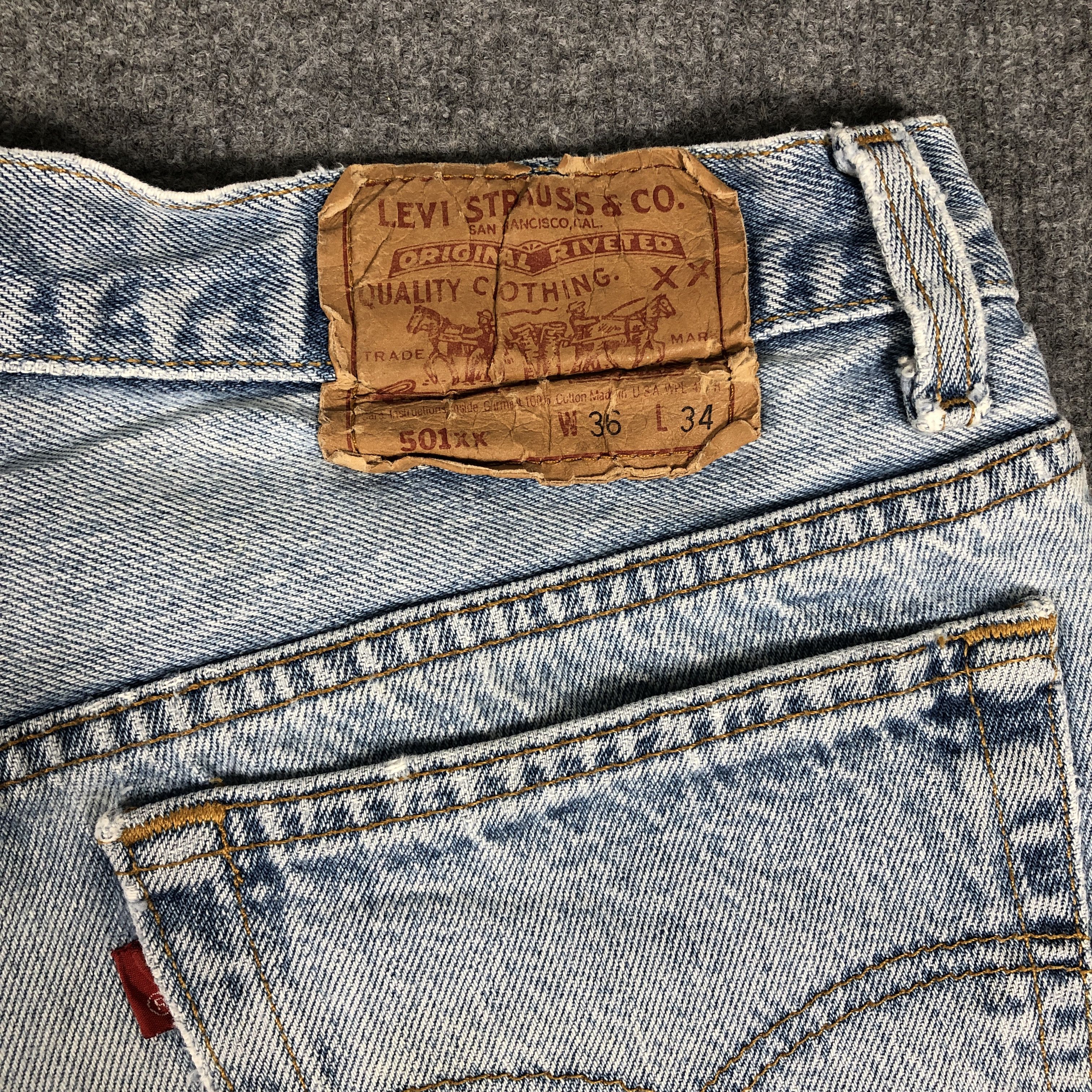 Levi's × Vintage 90s Vintage Levis 501 Jeans Fly Button L1080W Size US 32 / EU 48 - 5 Thumbnail