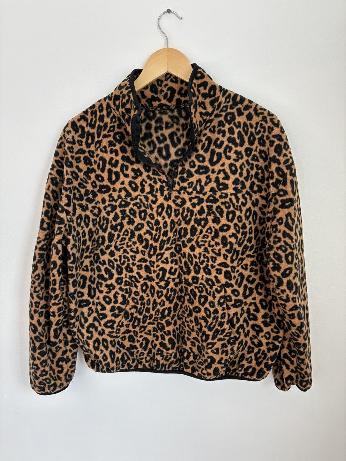 Vintage Vintage Cheetah Print Fleece Quarter Zip Size US L / EU 52-54 / 3 - 1 Thumbnail