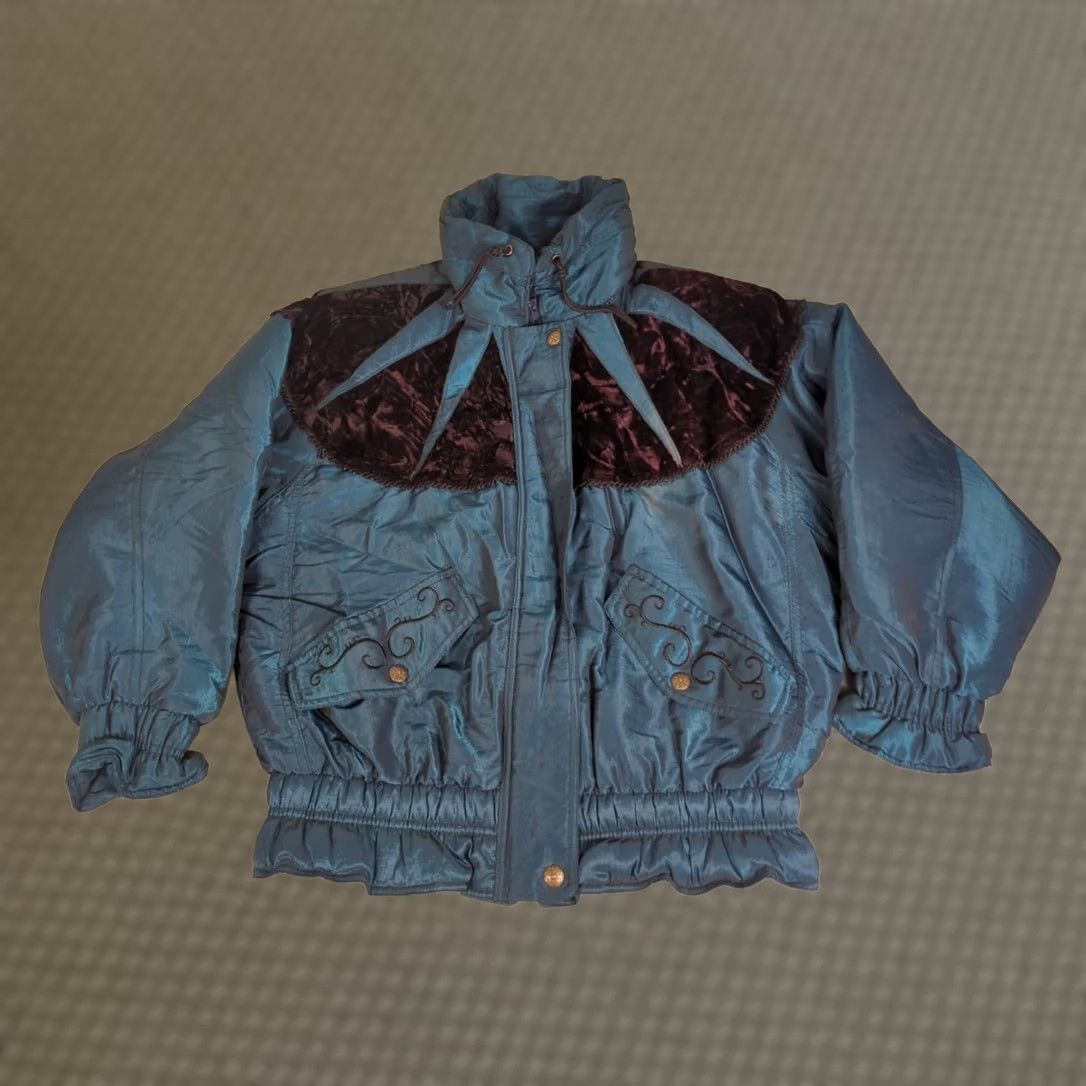 Vintage Otello Pelle Jacket Women Small Green Zip Embroidered Ruffle 90s Size S / US 4 / IT 40 - 1 Thumbnail