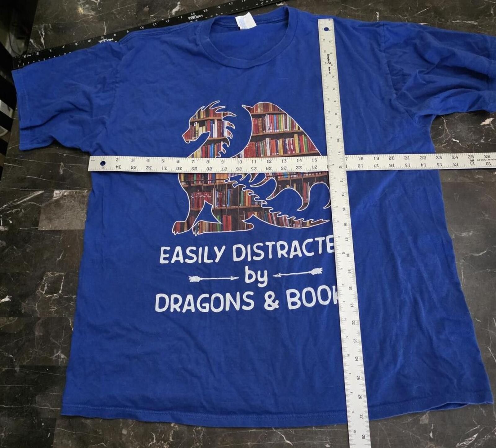 Other "Easily Distracted by Dragons & Books" T Shirt Adult XL Blue Size ONE SIZE - 6 Thumbnail