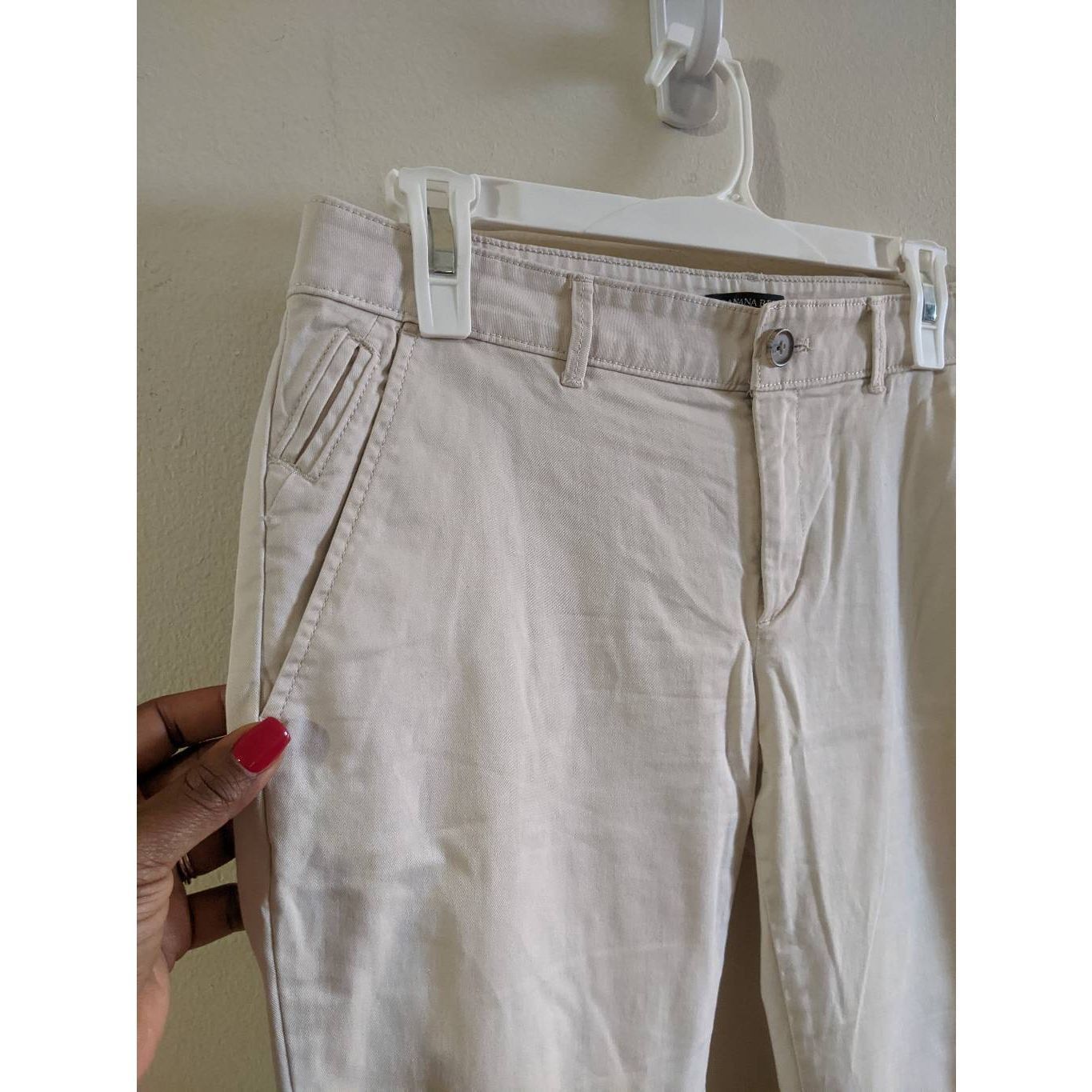 Banana Republic Banana Republic Womens Khaki Chino Pants Slim Fit Size 4 Light Beige Stretch Size 27" / US 4 / IT 40 - 10 Thumbnail