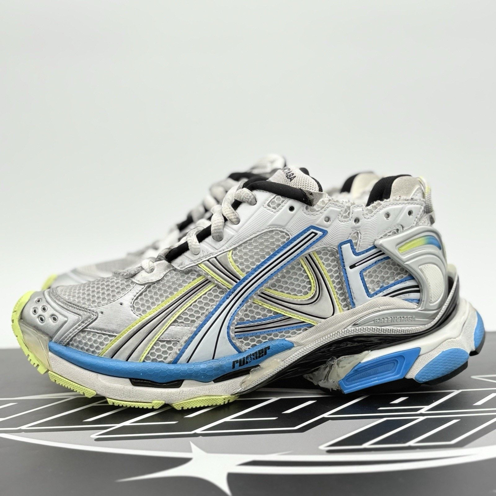 Balenciaga Balenciaga Runner ' White Yellow Blue ' EXCELLENT CONDITION! Size US 12 / EU 45 - 1 Thumbnail