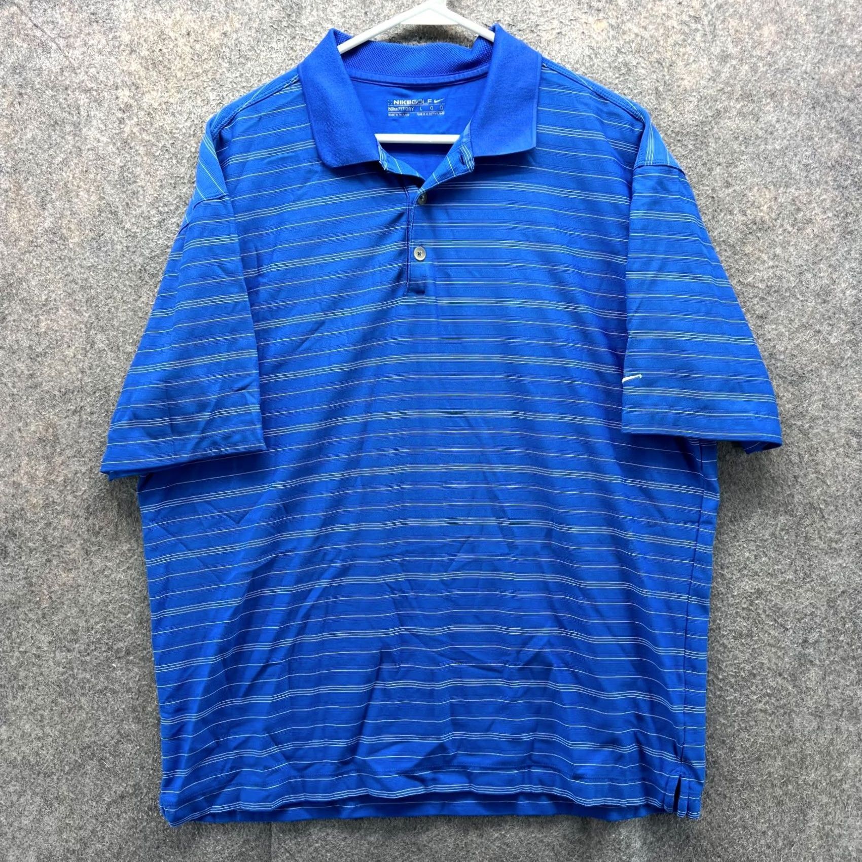 Nike VINTAGE Nike Polo Shirt Mens Large Blue Stripes Golf Fit Dry Golfer Performance Swoosh Shirt Size US L / EU 52-54 / 3 - 2 Thumbnail