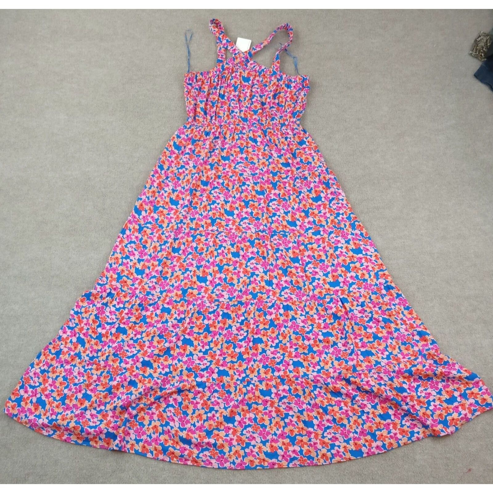 Vintage Vintage Skies Are Blue Dress Womens Large Pink Floral Sleeveless Long Sundress Casual Travel High Neck Size L / US 10 / IT 46 - 7 Thumbnail