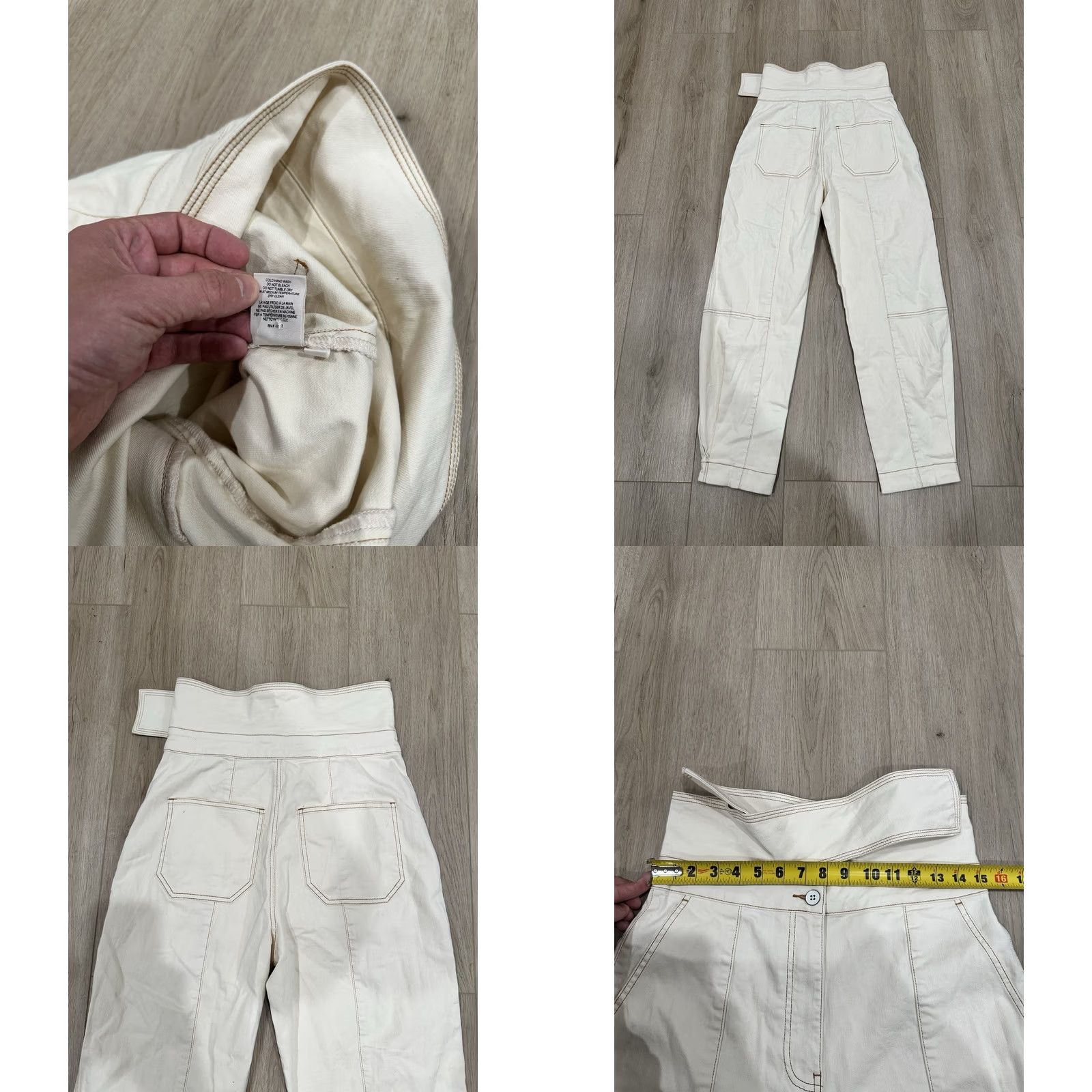 Ulla Johnson NWT Ulla Johnson Storm Barrel Jeans Sz 8 Tie Waist Baggy Tapered High Rise Ivory Size 30" / US 8 / IT 44 - 9 Thumbnail