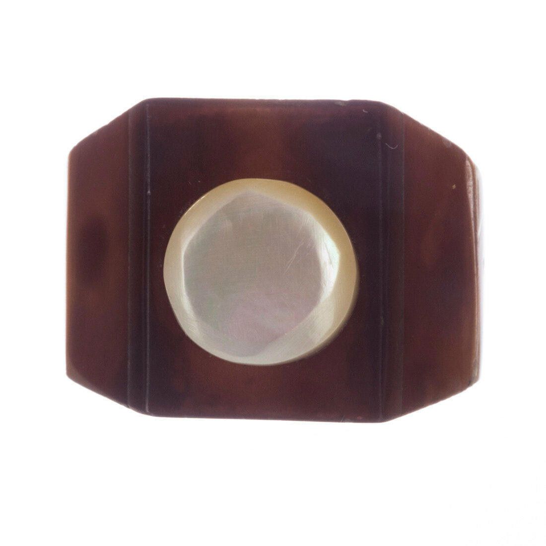 Designer Victorian Mother of Pearl Shell Button Ring Size ONE SIZE - 3 Thumbnail