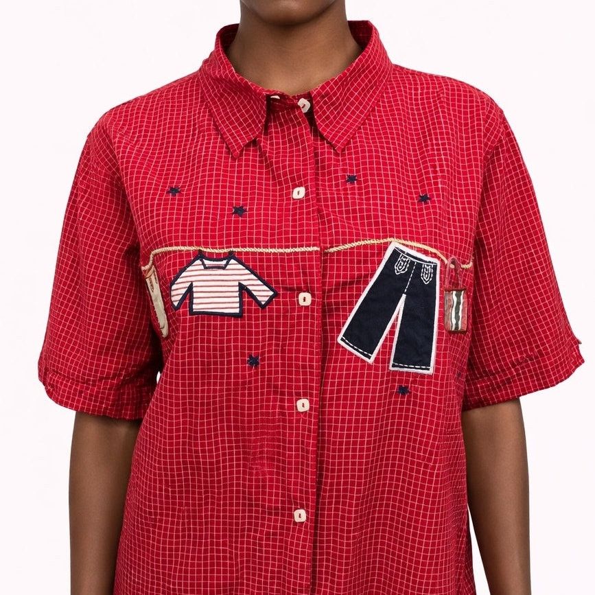 Vintage BOBBIE BROOKS Shirt Plus 18W 20W Embroidered Clothesline Size XXL / US 16-18 / IT 52-54 - 2 Thumbnail