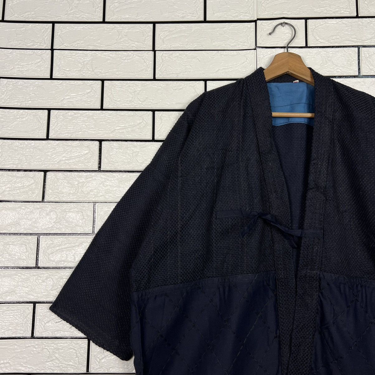 Japanese Brand Vintage Thick Weave KIMONO DarkBlue Hanten Jacket #4054-C184 Size US XL / EU 56 / 4 - 3 Thumbnail