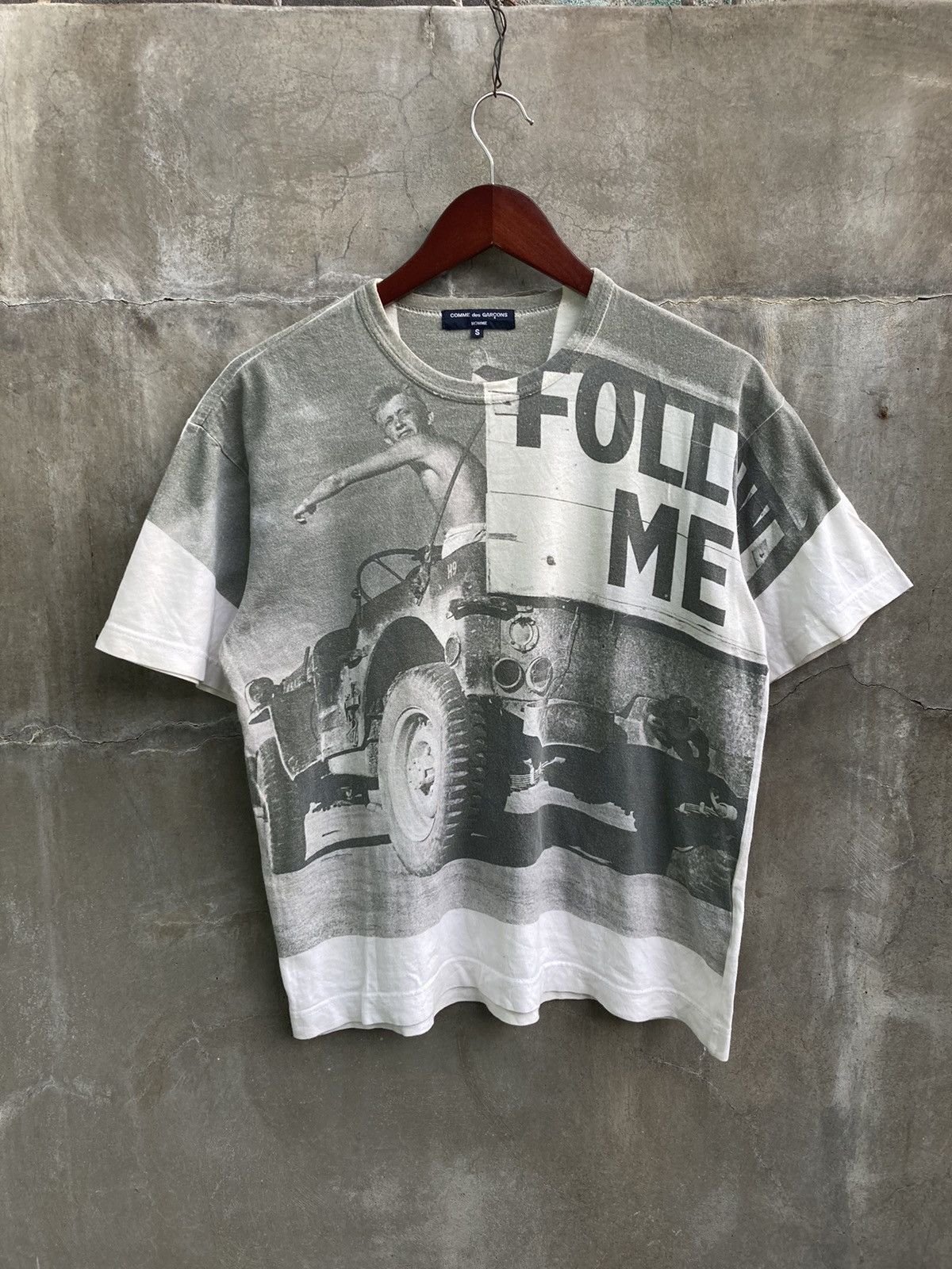 image of Comme Des Garcons Homme Aw2005 “Follow Me” All Over Print Shirt in White, Men's (Size Small)