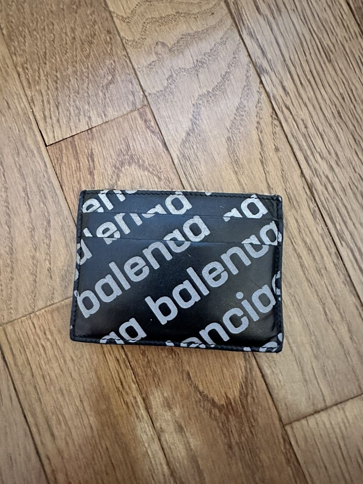 Balenciaga Balenciaga All Over Logo Print Card Holder Black Size ONE SIZE - 2 Thumbnail