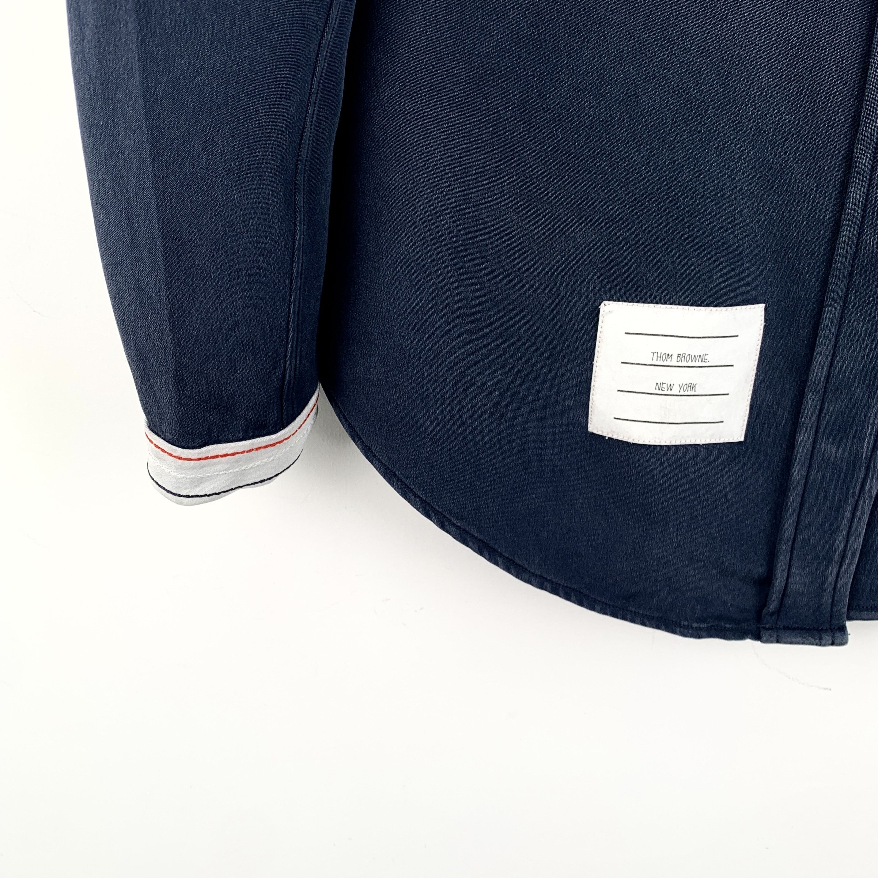 Thom Browne Thom Browne Navy Stripe Cotton Shirt (38) Size XS / US 0-2 / IT 36-38 - 7 Thumbnail
