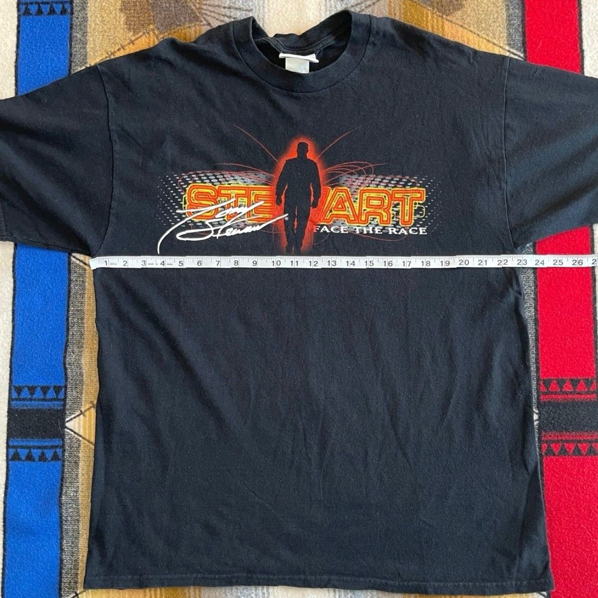 Vintage VINTAGE Tony Stewart NASCAR T-Shirt Size XL Double-Sided Crew Neck Black 2003 90s Y2K Sports Men Hats? Size US XL / EU 56 / 4 - 7 Thumbnail