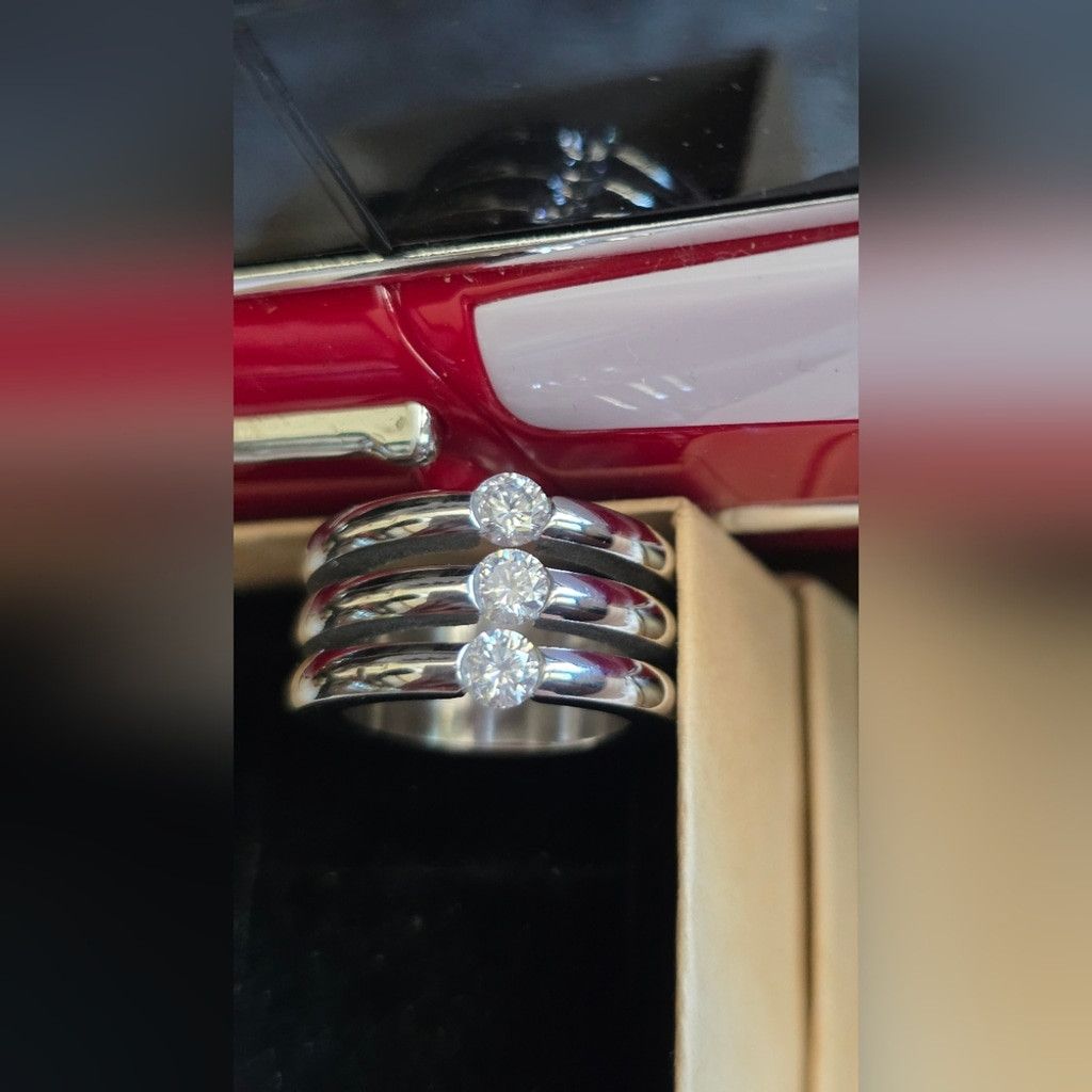 The Unbranded Brand Elegant Speidel Stainless Steel CZ Triple Band Ring Size ONE SIZE - 4 Thumbnail