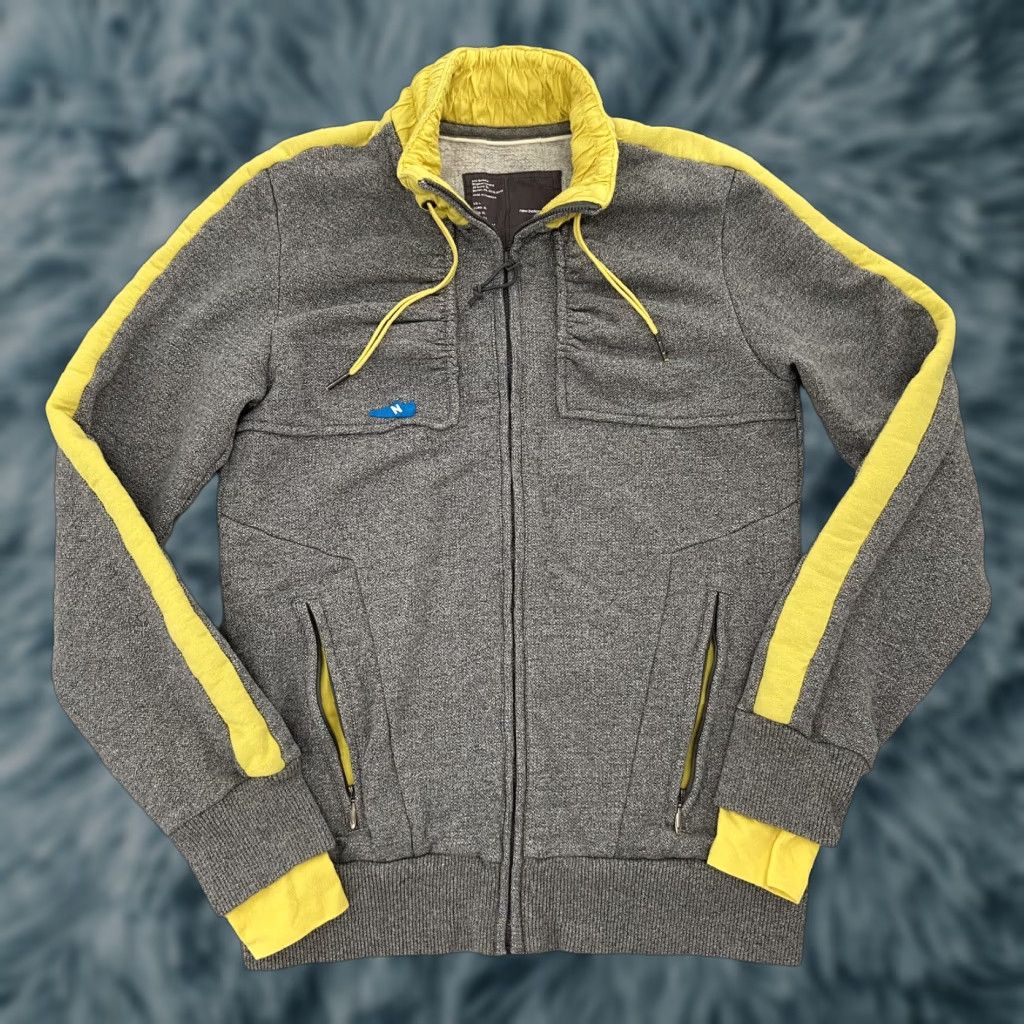 New Balance NEW BALANCE Jacket Womens Large Gray Yellow Athletic Full Zip Heritage Track Athleisure Size L / US 10 / IT 46 - 1 Thumbnail