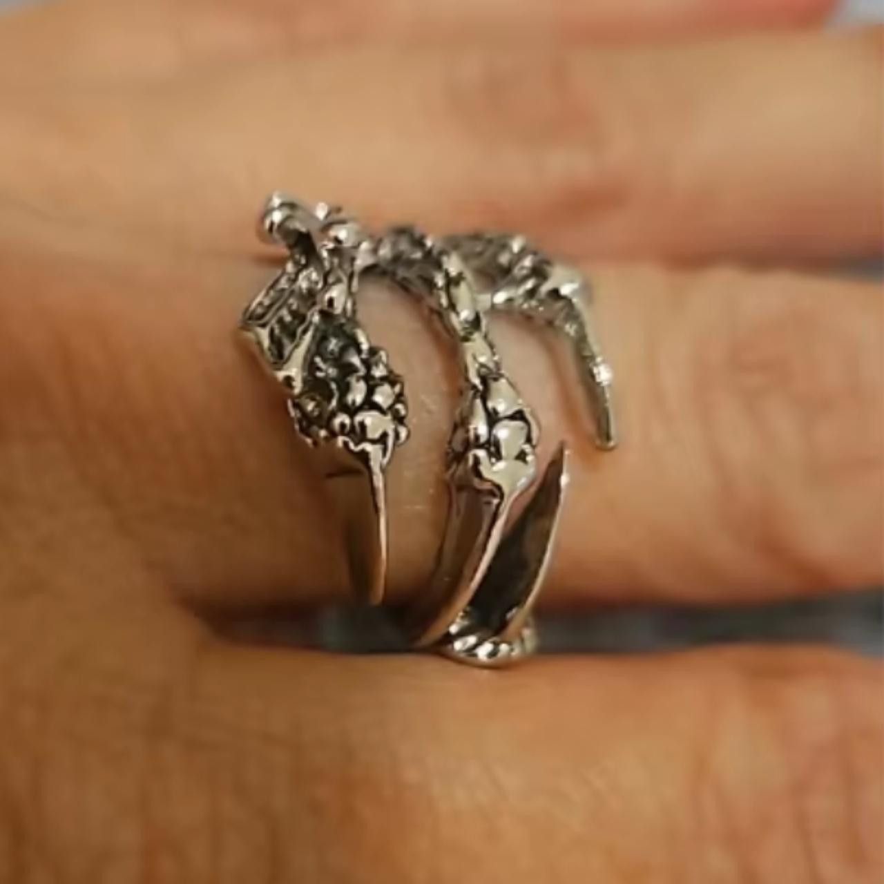 Other Vintage Silver Dragon Claw Adjustable Ring Size ONE SIZE - 3 Thumbnail