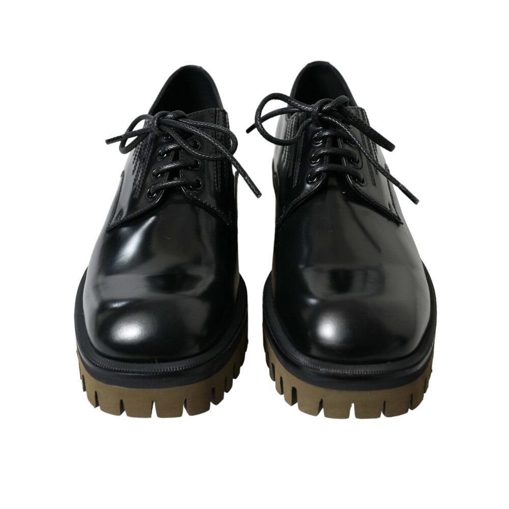 Dolce & Gabbana Dolce & Gabbana Elegant Black Leather Derby Dress Shoes Size US 6 / EU 39 - 2 Thumbnail