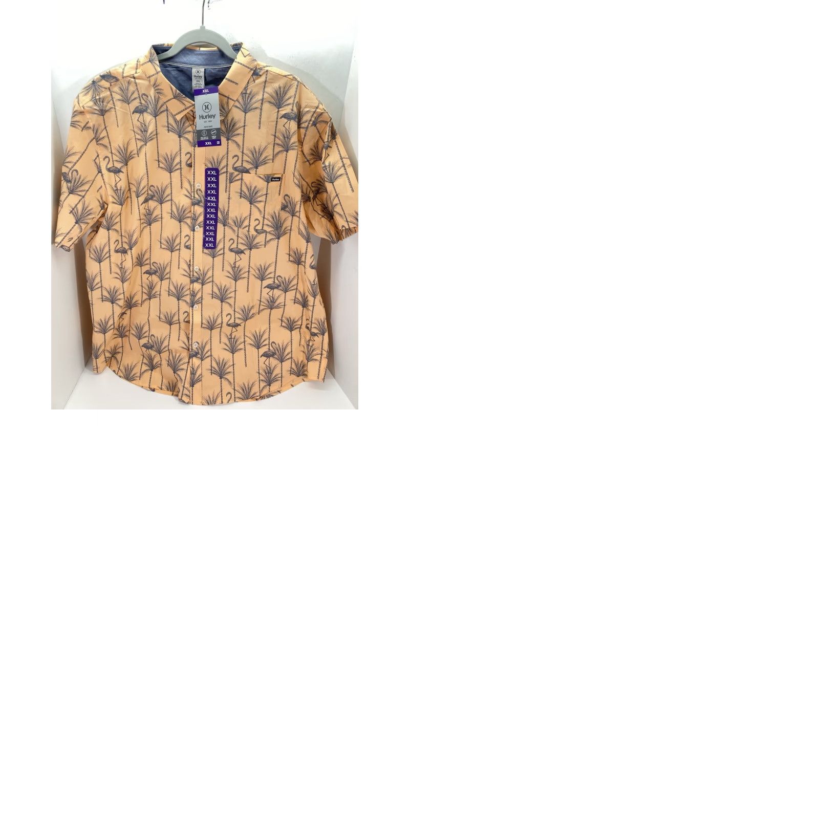 Hurley Hurley Patio Cabana Shirt Men 2XL Orange Flamingos Short Sleeve Button NWT Size US XXL / EU 58 / 5 - 9 Thumbnail