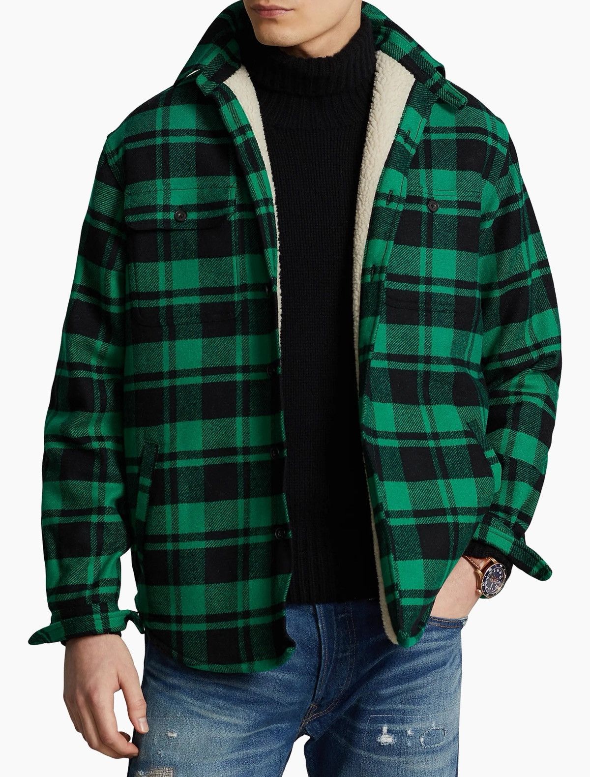 Polo Ralph Lauren Polo Ralph Lauren Fleece-Lined Green Plaid Shirt Jacket XL Size US XL / EU 56 / 4 - 1 Thumbnail