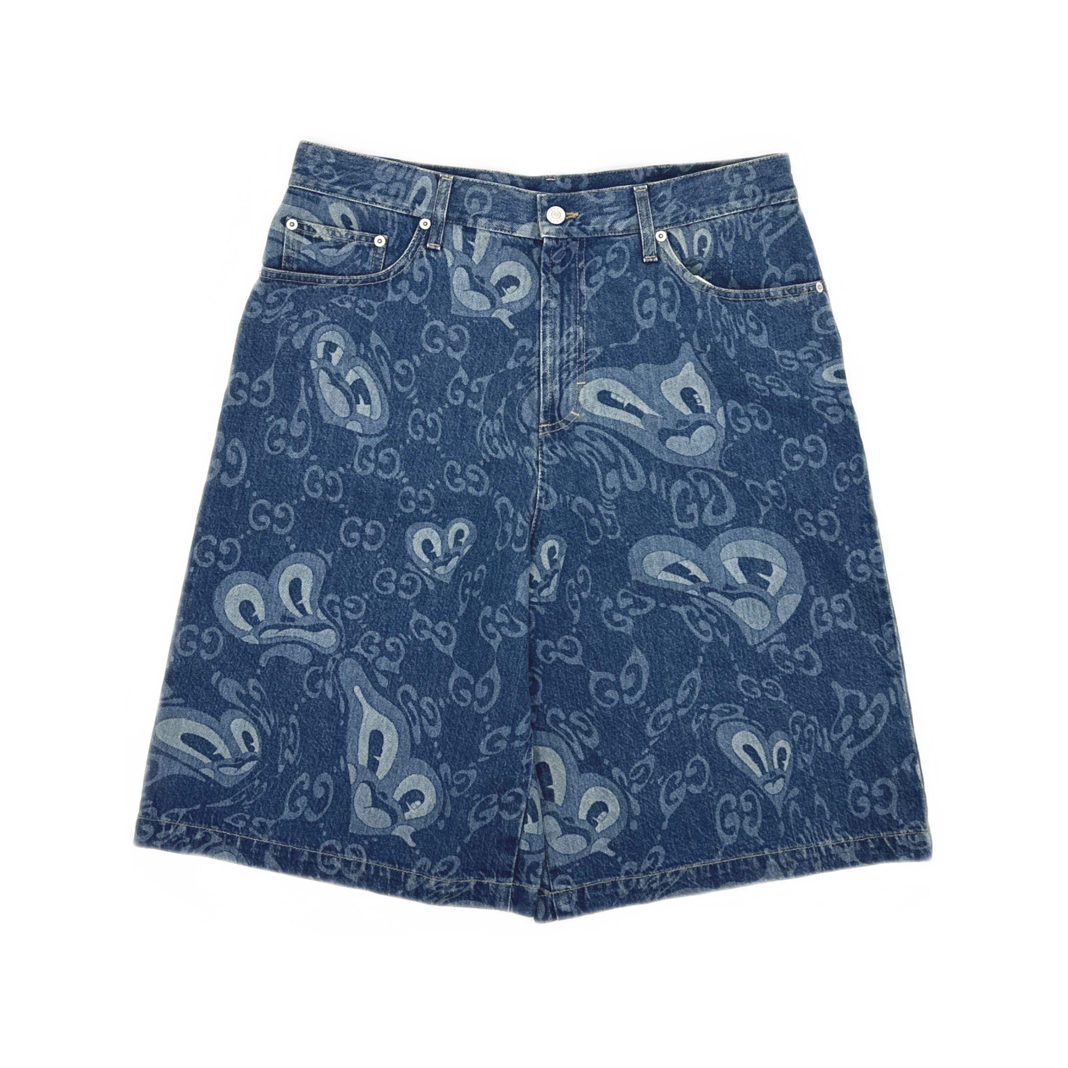 Gucci Gucci Monogram Washed Denim Shorts 36 Size US 36 / EU 52 - 1 Thumbnail