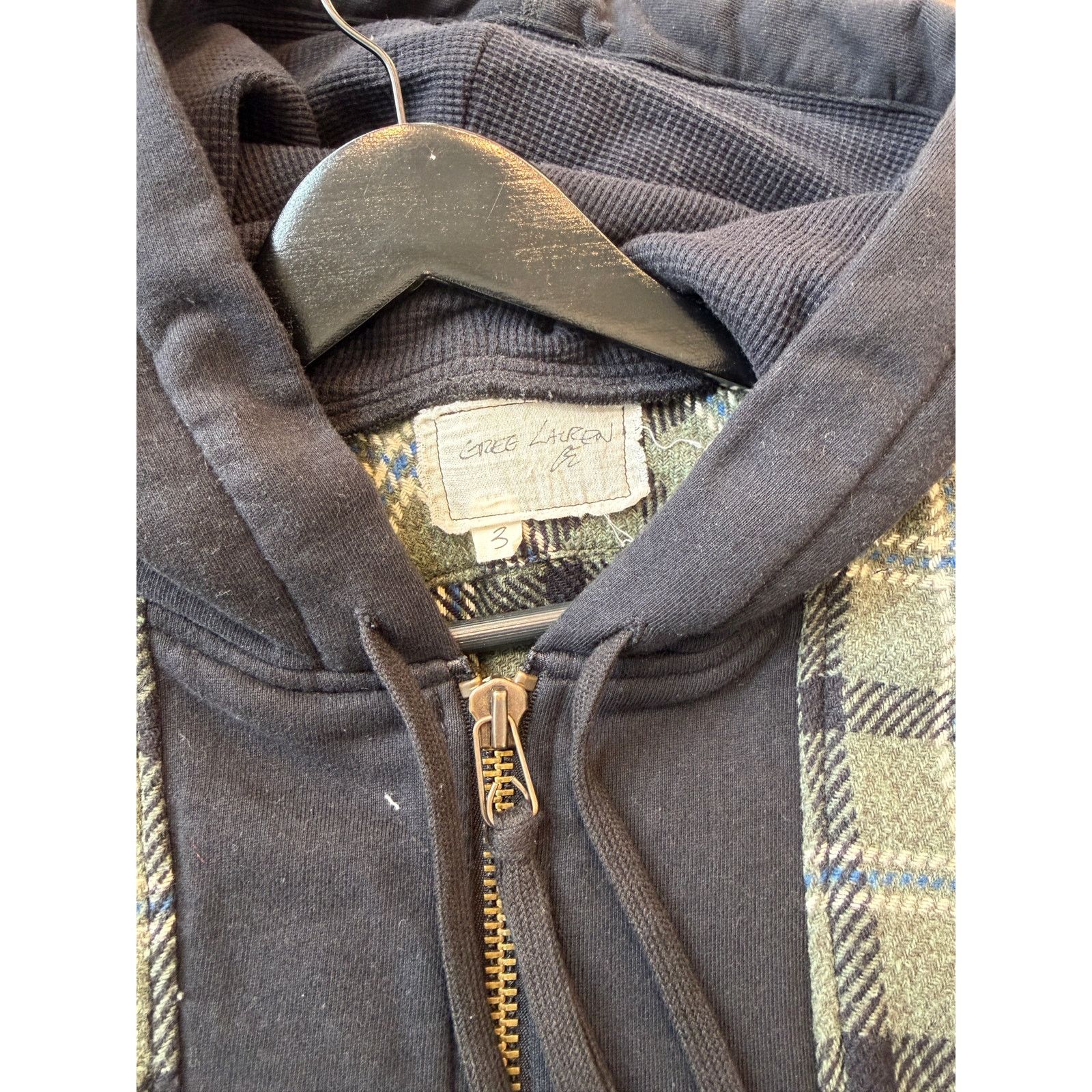 Greg Lauren Greg Lauren SAMPLE Green Plaid Hoodie Front Jacket Size US L / EU 52-54 / 3 - 6 Thumbnail