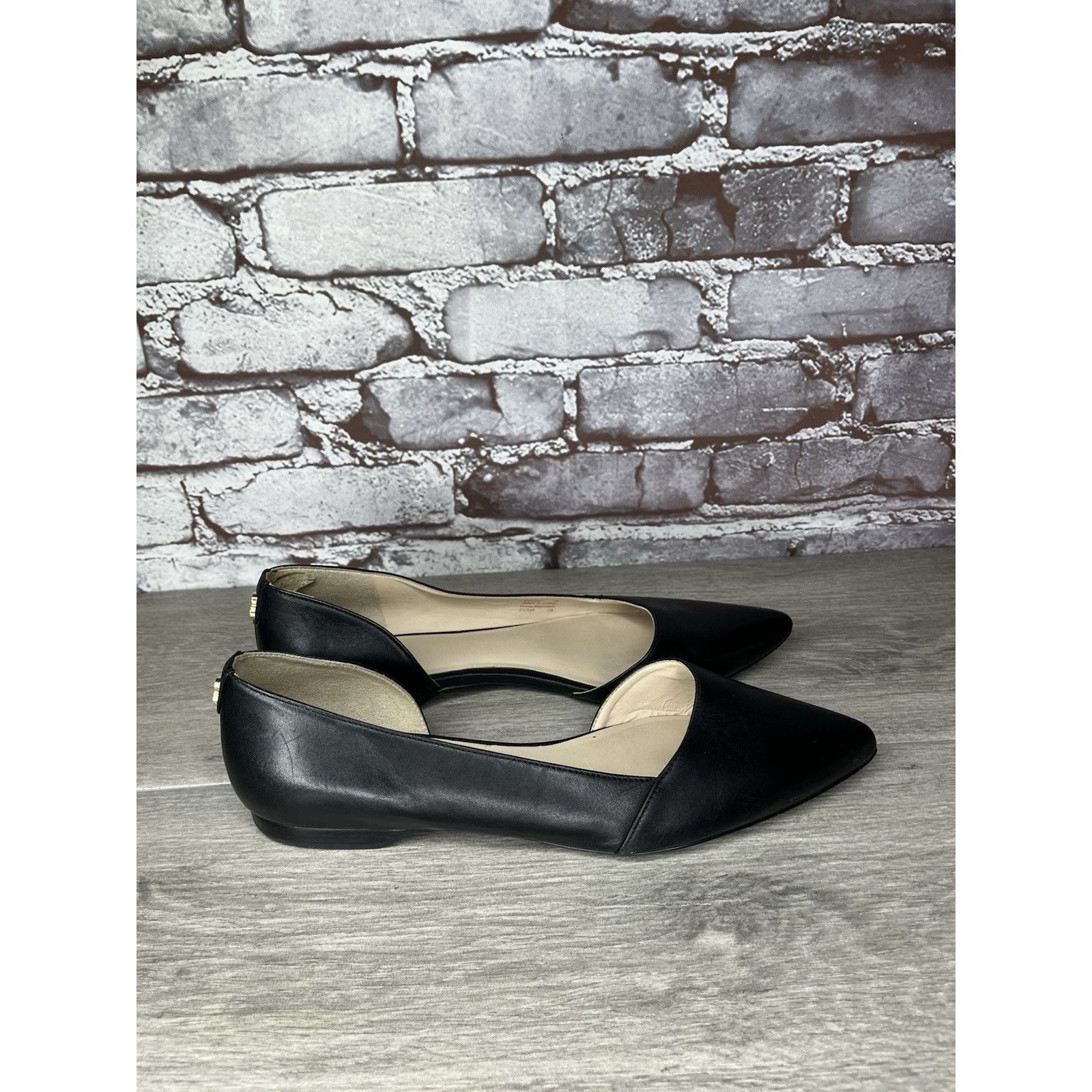 Cole Haan Cole Haan D’Orsay Black Leather Pointed Toe Slip On Flats Wo Size US 8 / IT 38 - 12 Thumbnail