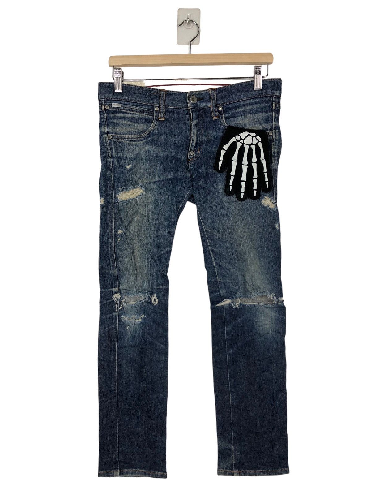 🔥Rare Punk Design Bowcut Distressed Denim Factotum Japan