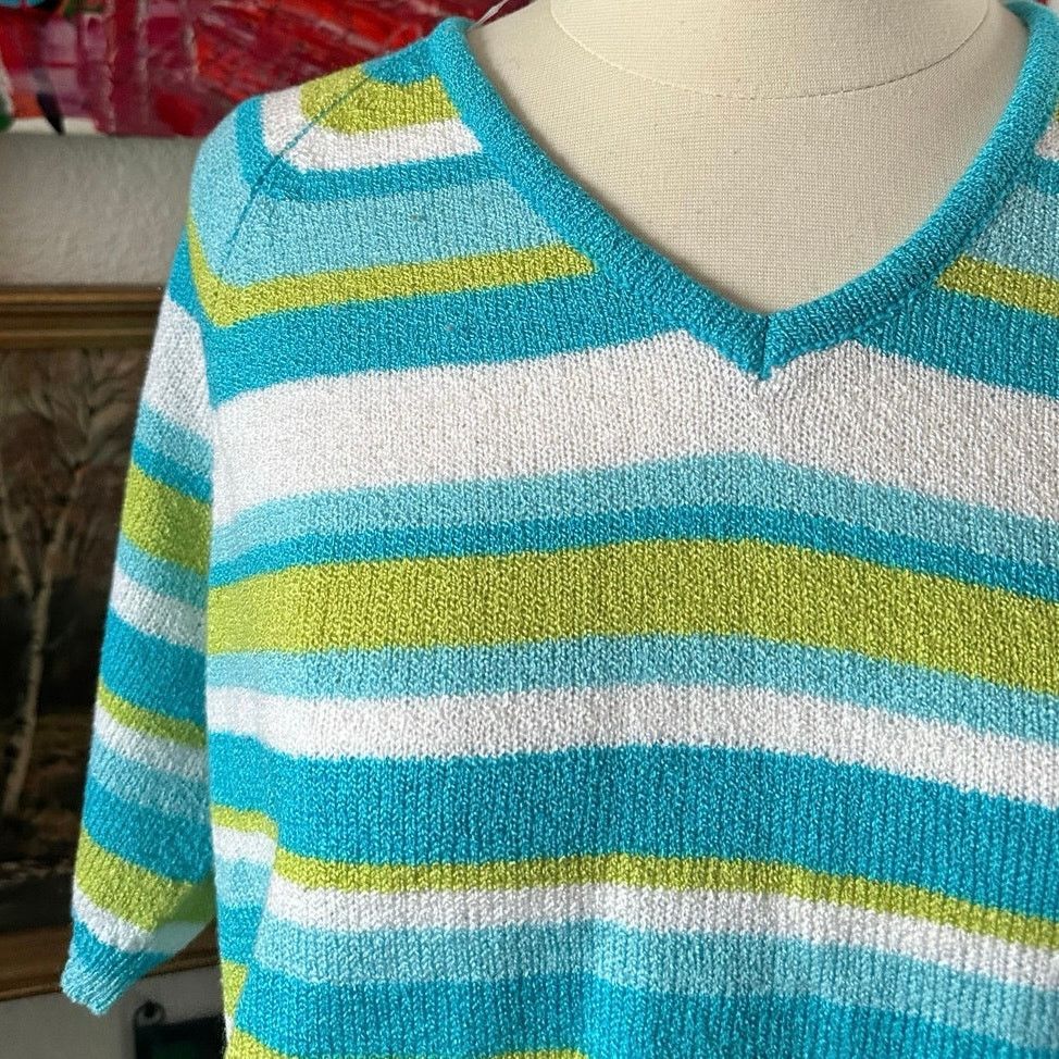 Other white stag blue white green striped knit shirt Size XL / US 12-14 / IT 48-50 - 2 Thumbnail