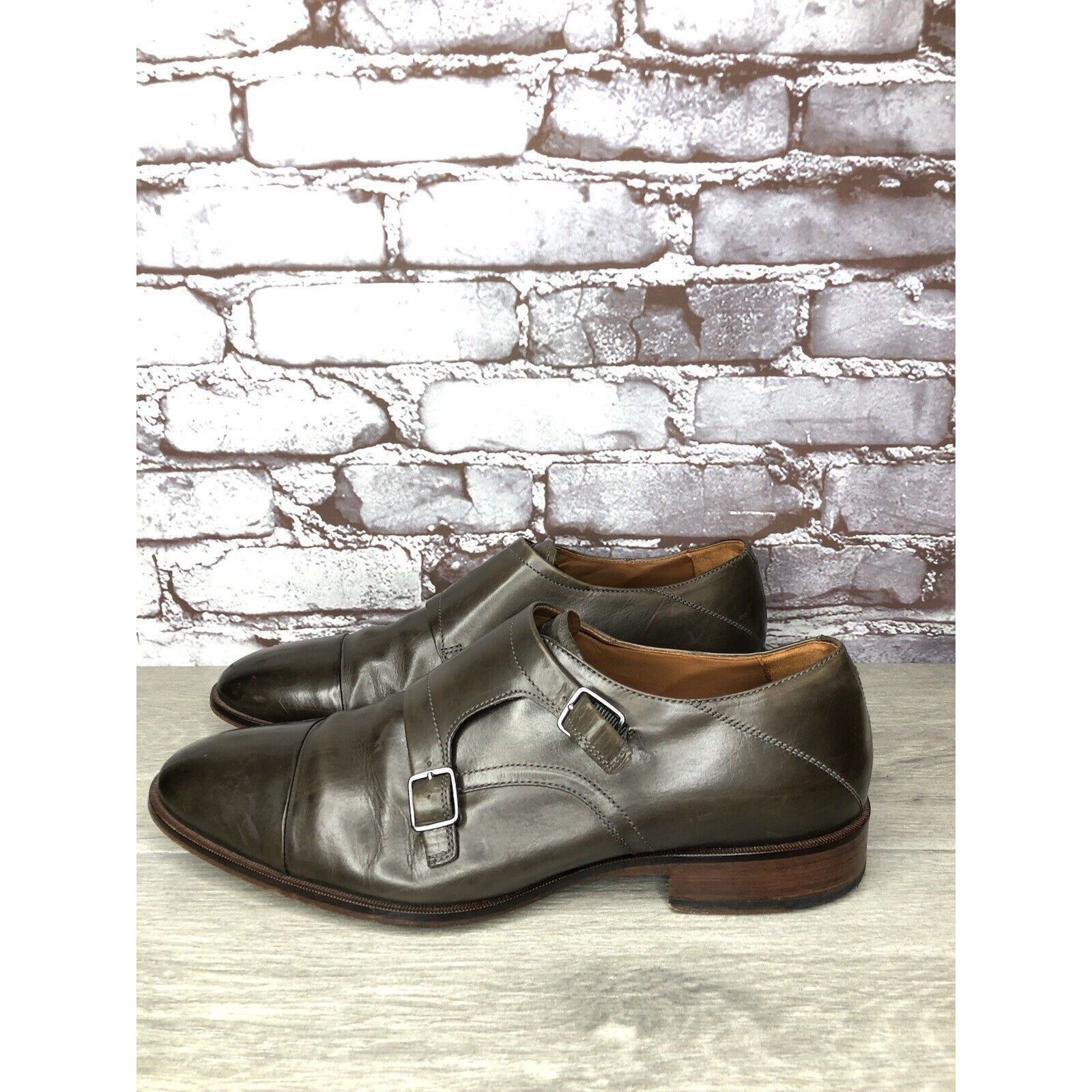 Johnston & Murphy Johnston & Murphy Sheepskin Brown Leather Double Monk Strap Size US 10.5 / EU 43-44 - 1 Thumbnail
