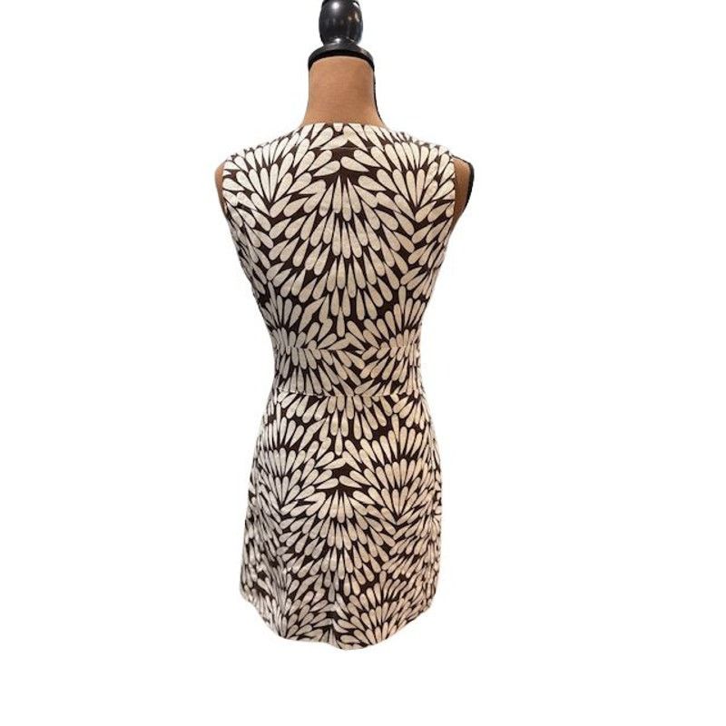 Tory Burch Tory Burch Brown & White Sleeveless Linen Mini Dress Size S / US 4 / IT 40 - 6 Thumbnail
