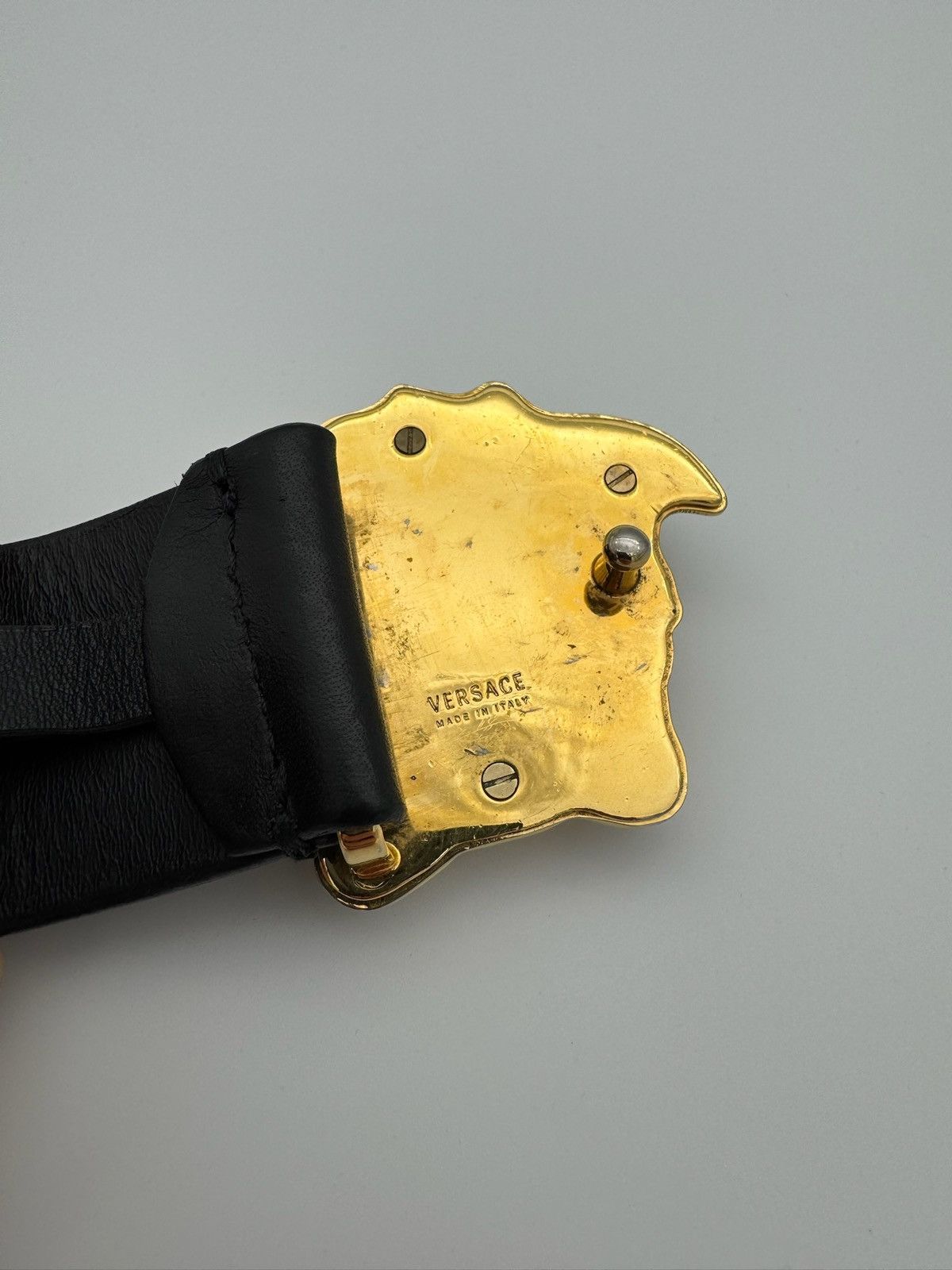 Versace Versace La Medusa Embellished Leather Studded Belt Size 40 - 3 Thumbnail