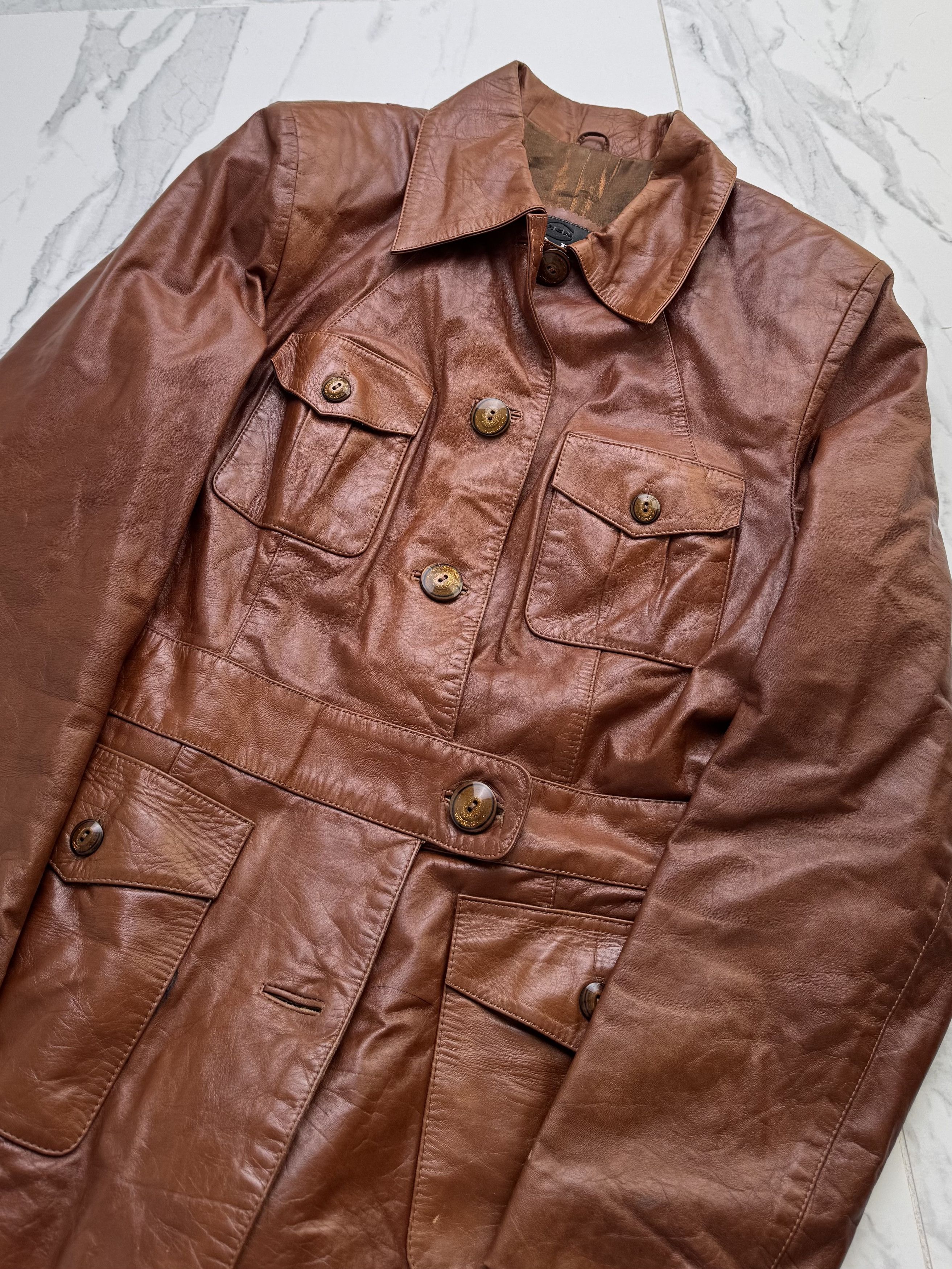 Genuine Leather Vintage Leather Utility Jacket Women Safari Retro Buttoned Size M / US 6-8 / IT 42-44 - 5 Thumbnail