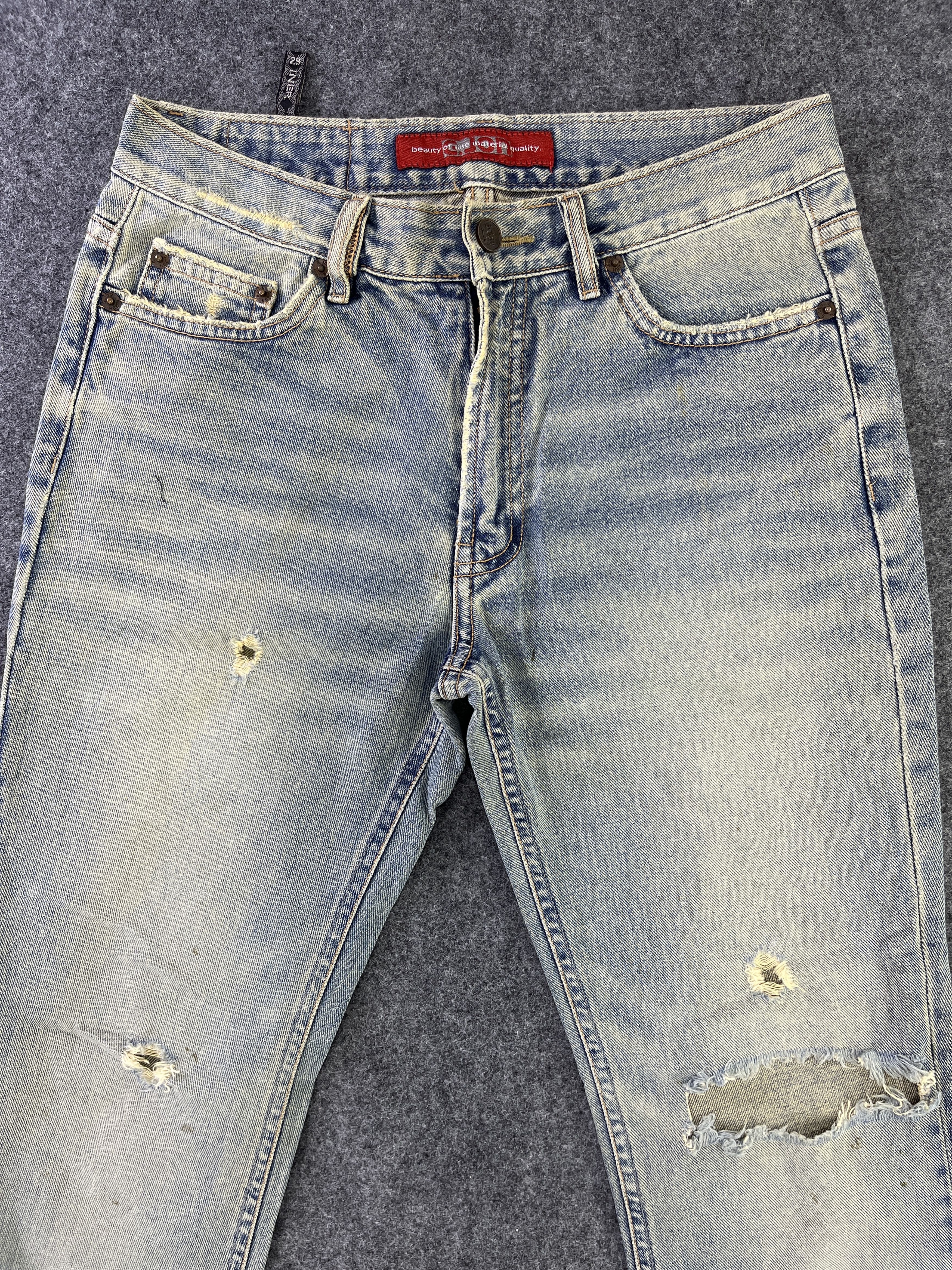 Japanese Brand G Jon Distressed Jeans Flare Denim - J945 Size 29" - 3 Thumbnail