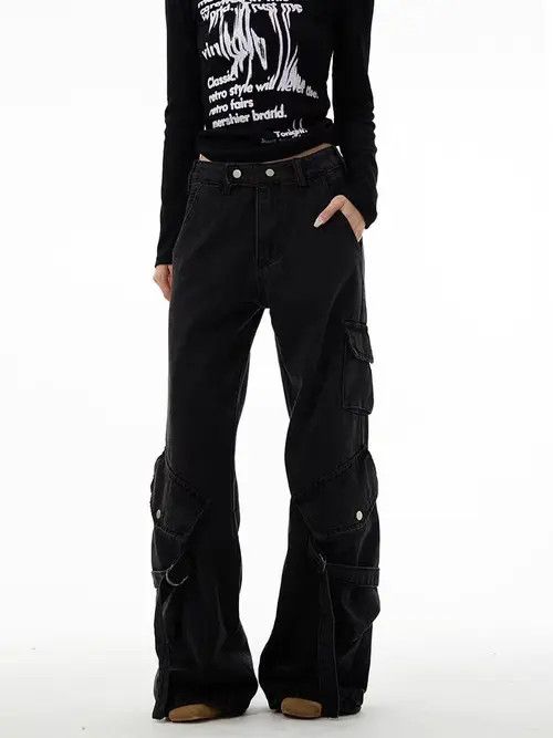 Japanese Brand Street hip-hop leg bandage design loose jeans Size US 34 / EU 50 - 2 Thumbnail