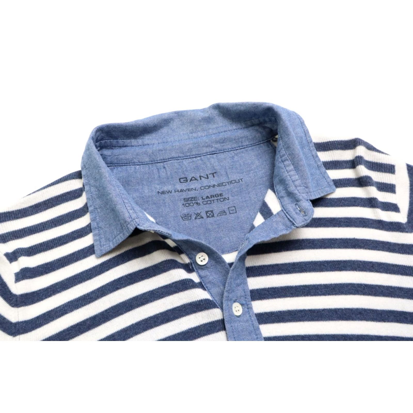 Gant Gant New Haven Jumper Men's Medium Pullover Soft Striped Polo Collar Blue Size US M / EU 48-50 / 2 - 4 Thumbnail