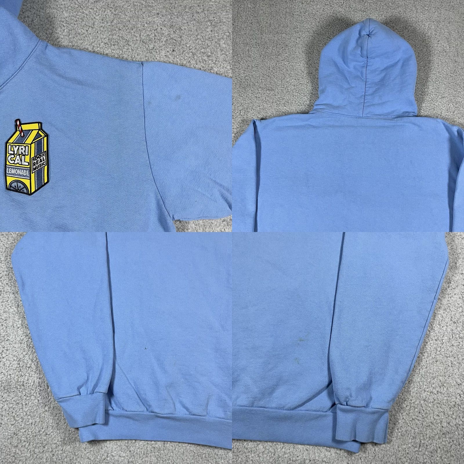 Vintage Lyrical Lemonade Hoodie Mens L Blue Sweatshirt Embroidered Logo Music Fest Hooded Pullover VINTAGE? Size US L / EU 52-54 / 3 - 10 Thumbnail
