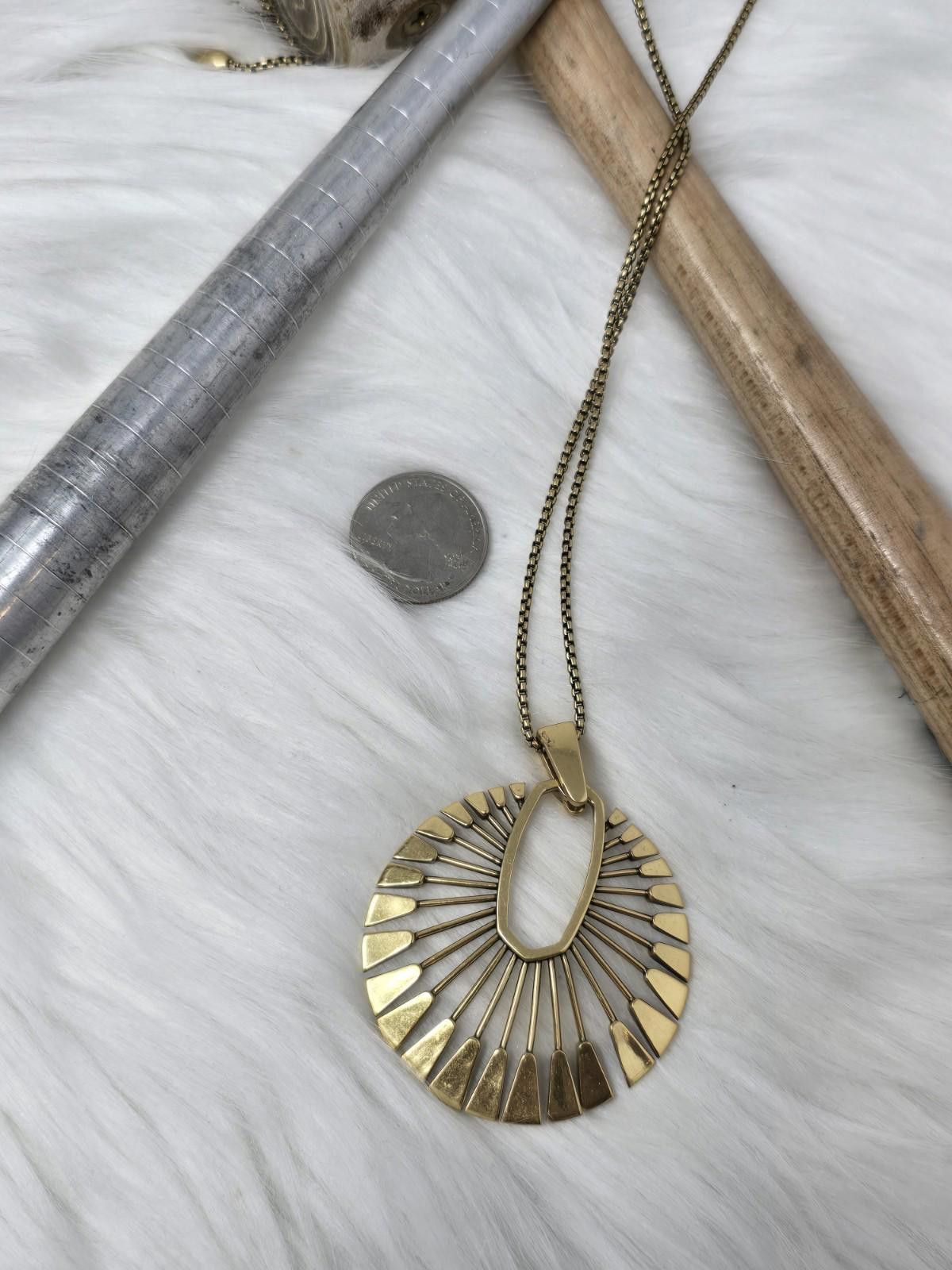 Other Kendra Scott Gold Tone Sunburst Pendant Necklace 32" Size ONE SIZE - 3 Thumbnail