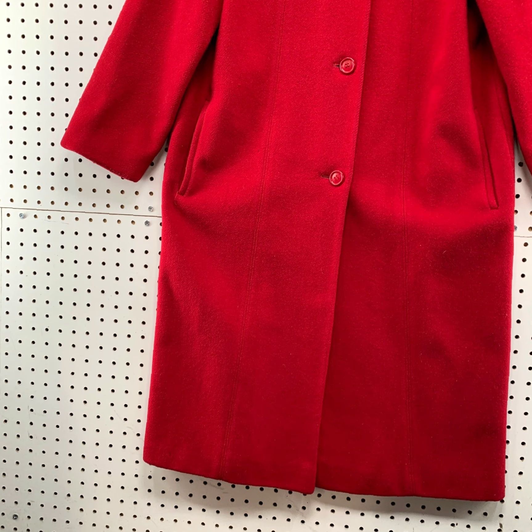 Vintage VINTAGE Manchester Coat Womens 12 Red Wool Overcoat | 100% Wool | Trench | Long Sleeve | Button Size XL / US 12-14 / IT 48-50 - 3 Thumbnail