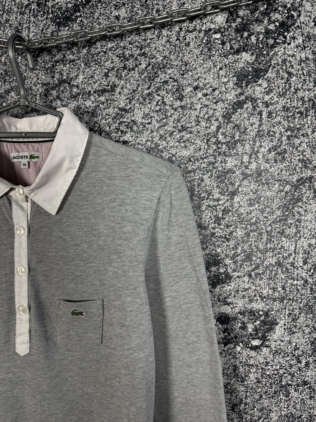 Lacoste Women’s Lacoste Long Sleeve Polo Shirt Gray Top Size 46 Size L / US 10 / IT 46 - 2 Thumbnail