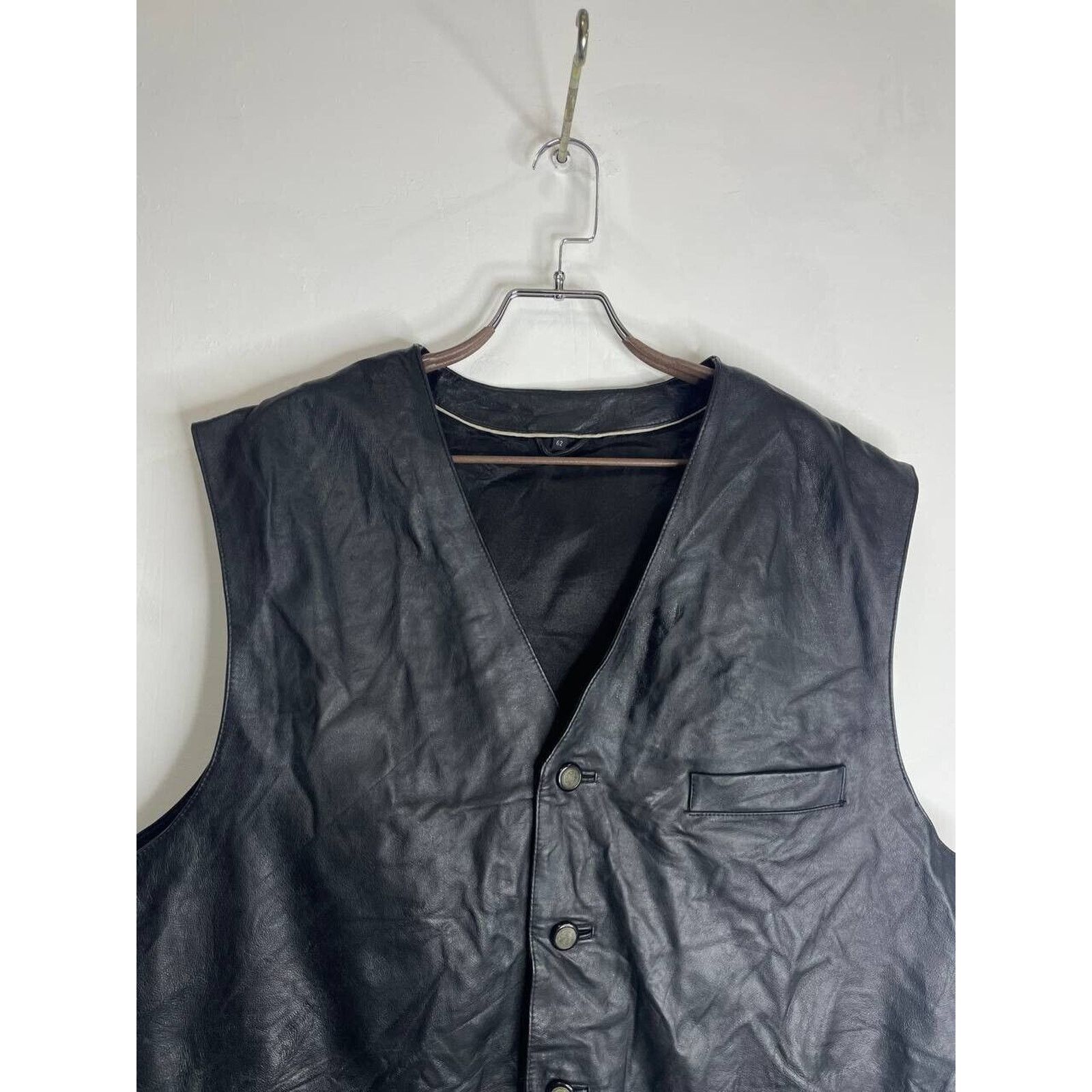 Vintage Vintage Black Leather Vest Multi-Pocket Button Closure XL Size US XL / EU 56 / 4 - 4 Thumbnail