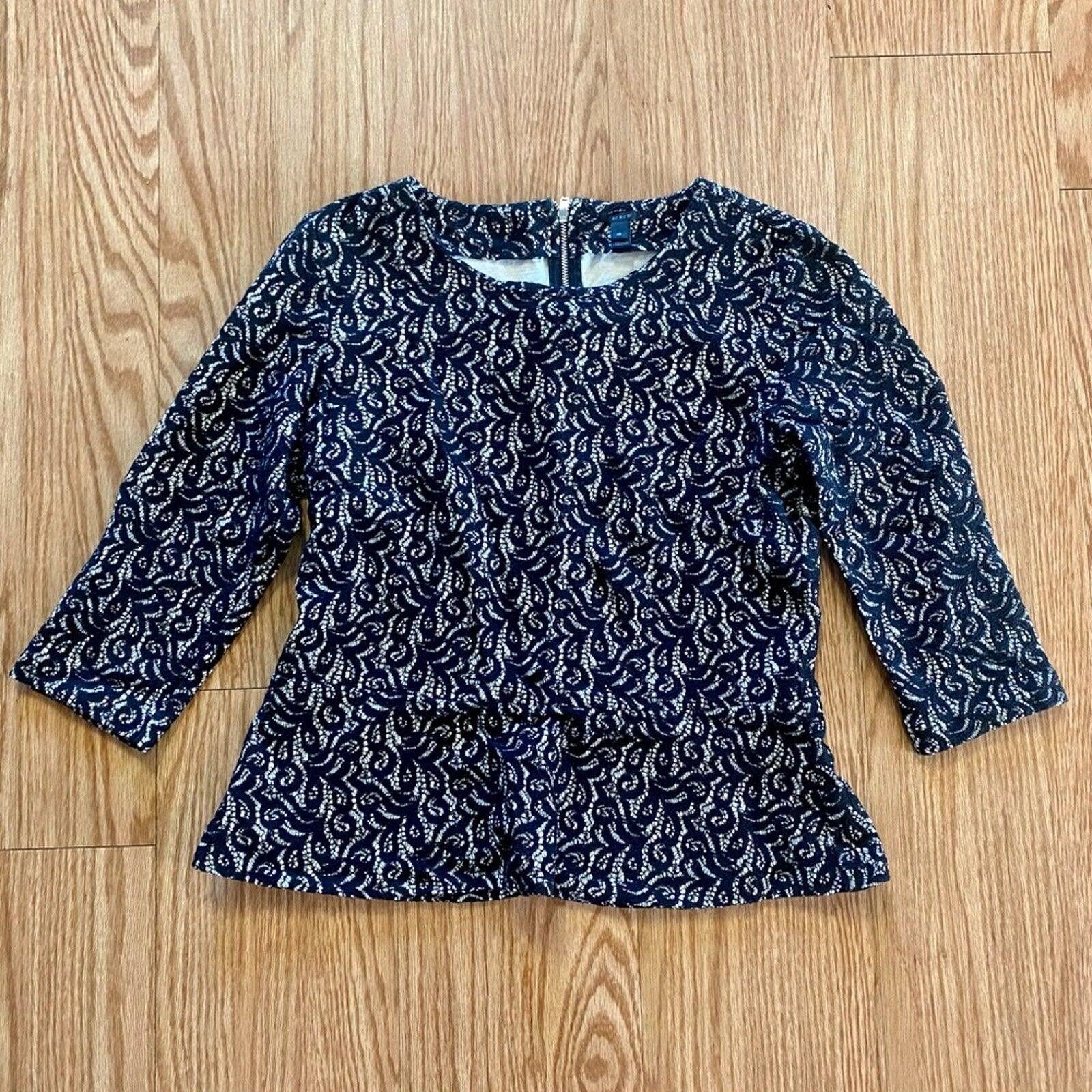 J.Crew J Crew Black Peplum Lace Blouse Top Womens Medium Size M / US 6-8 / IT 42-44 - 12 Thumbnail