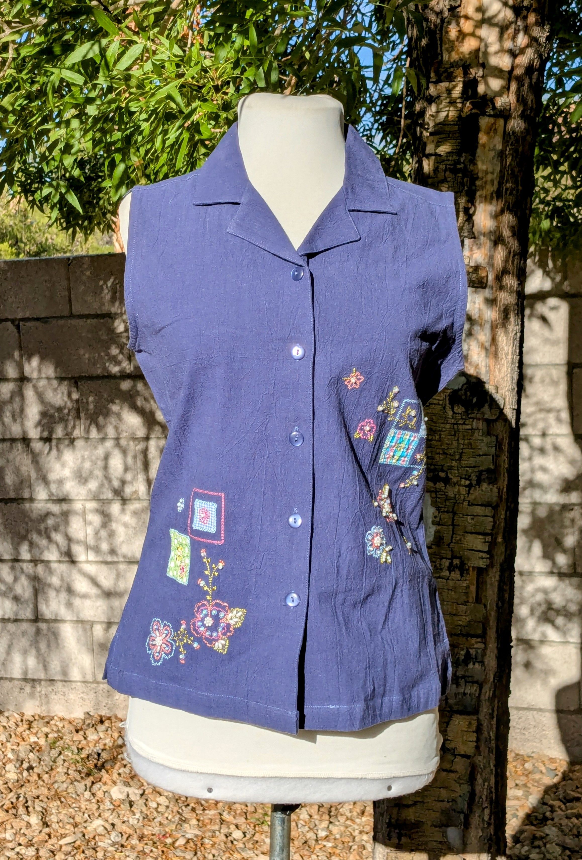 Other VTG Jane Ashley Relaxed Cotton 2-Pc Shirt Vest & Pants Set Size S / US 4 / IT 40 - 3 Thumbnail