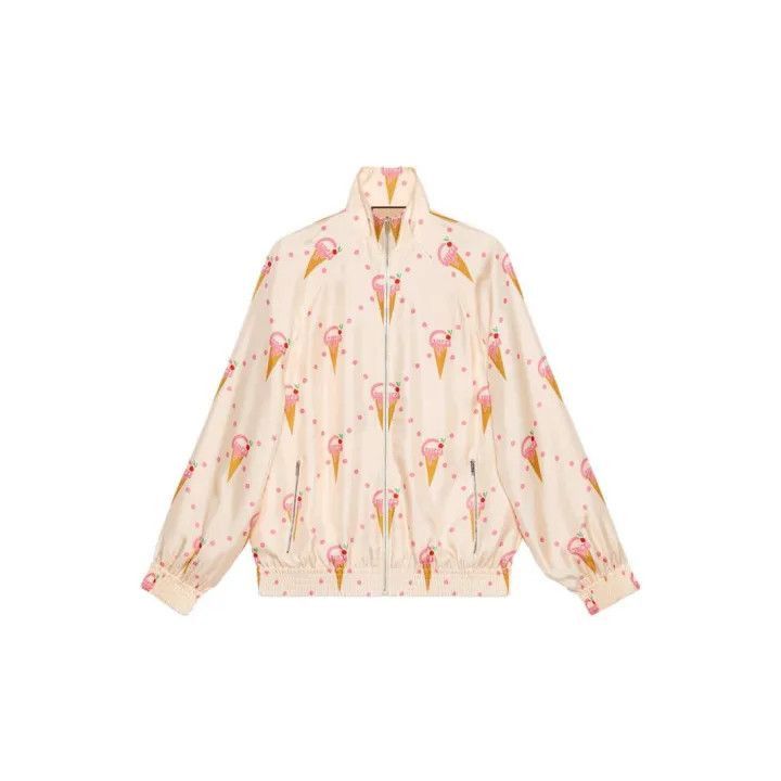 Gucci GUCCI Ice Cream Pattern Silk Zip Jacket-2507 Size S / US 4 / IT 40 - 1 Thumbnail